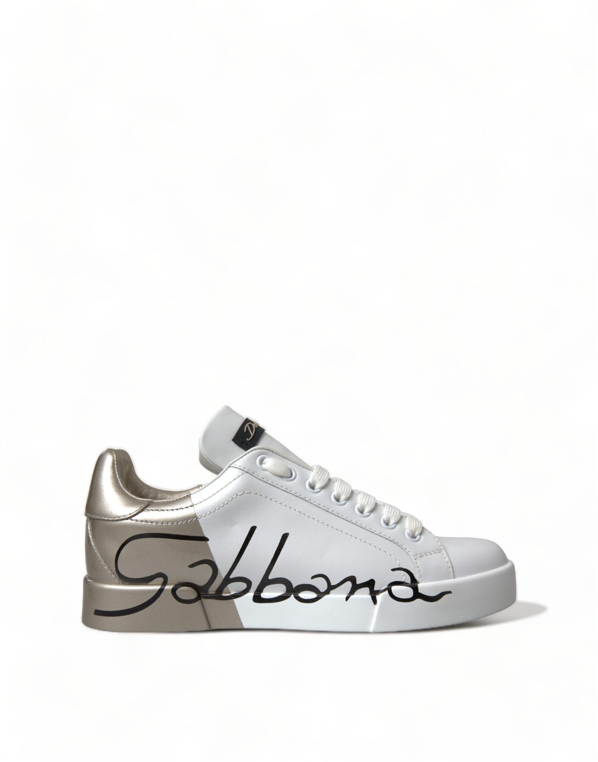 Dolce & Gabbana White Gold Lace Up Womens Low Top Sneakers - DEA STILOSA MILANO