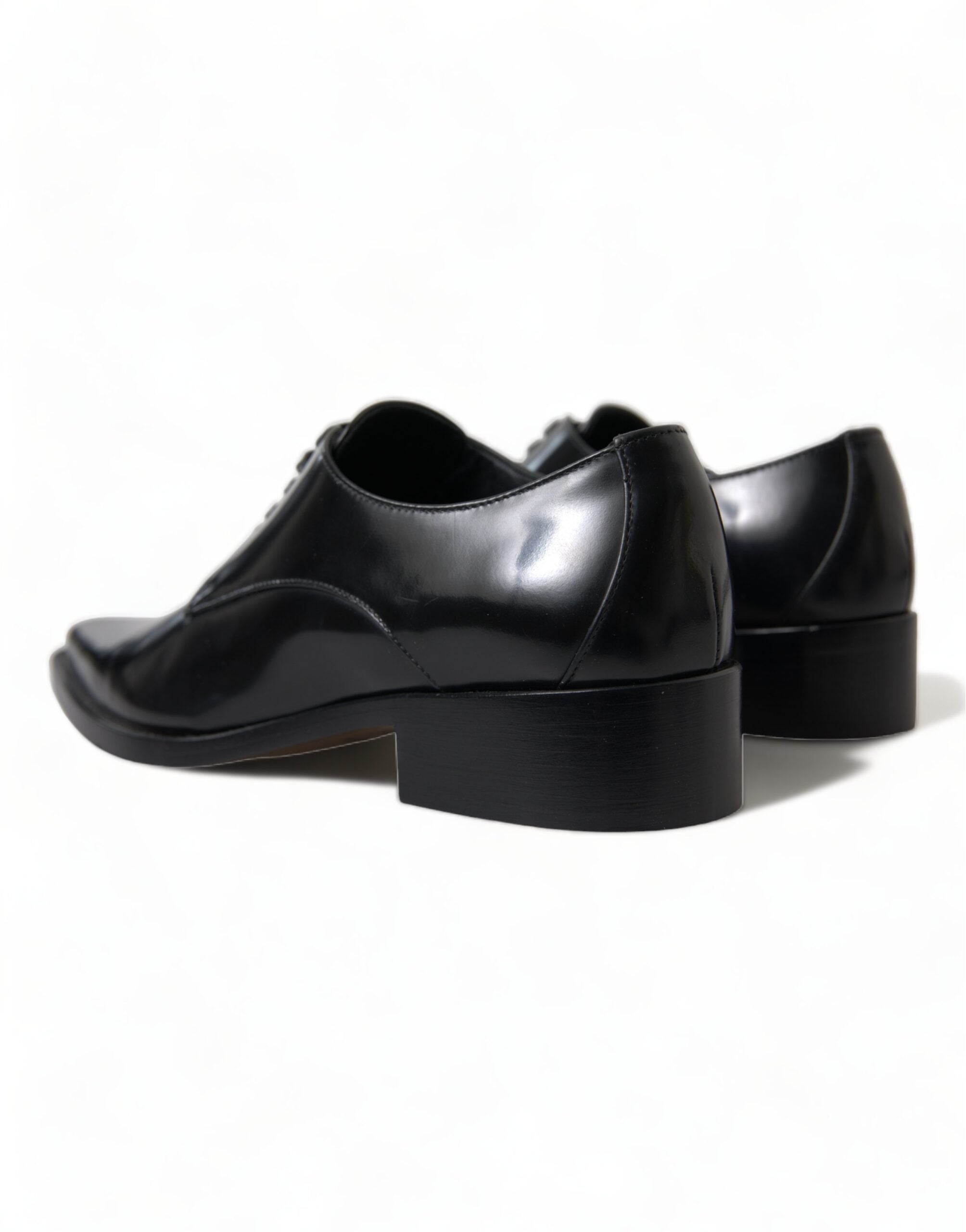 Dolce & Gabbana Black Leather Lace Up Formal Flats Shoes - DEA STILOSA MILANO
