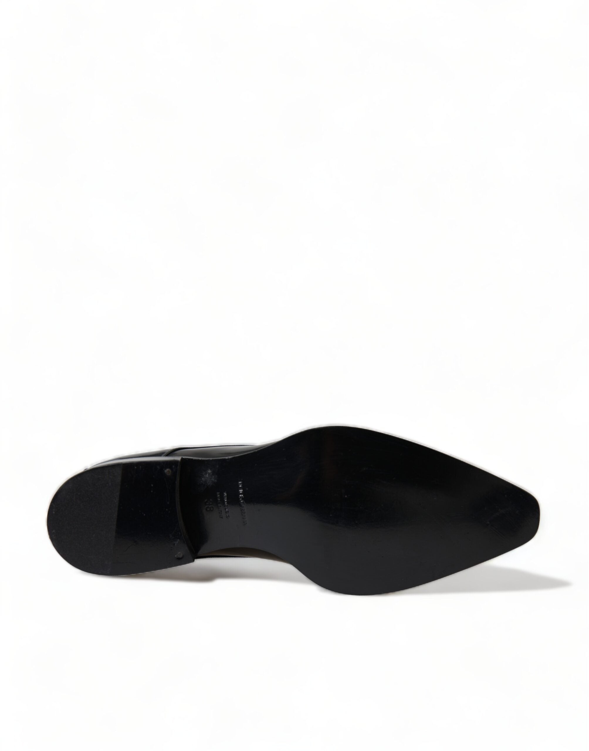 Dolce & Gabbana Black Leather Lace Up Formal Flats Shoes - DEA STILOSA MILANO