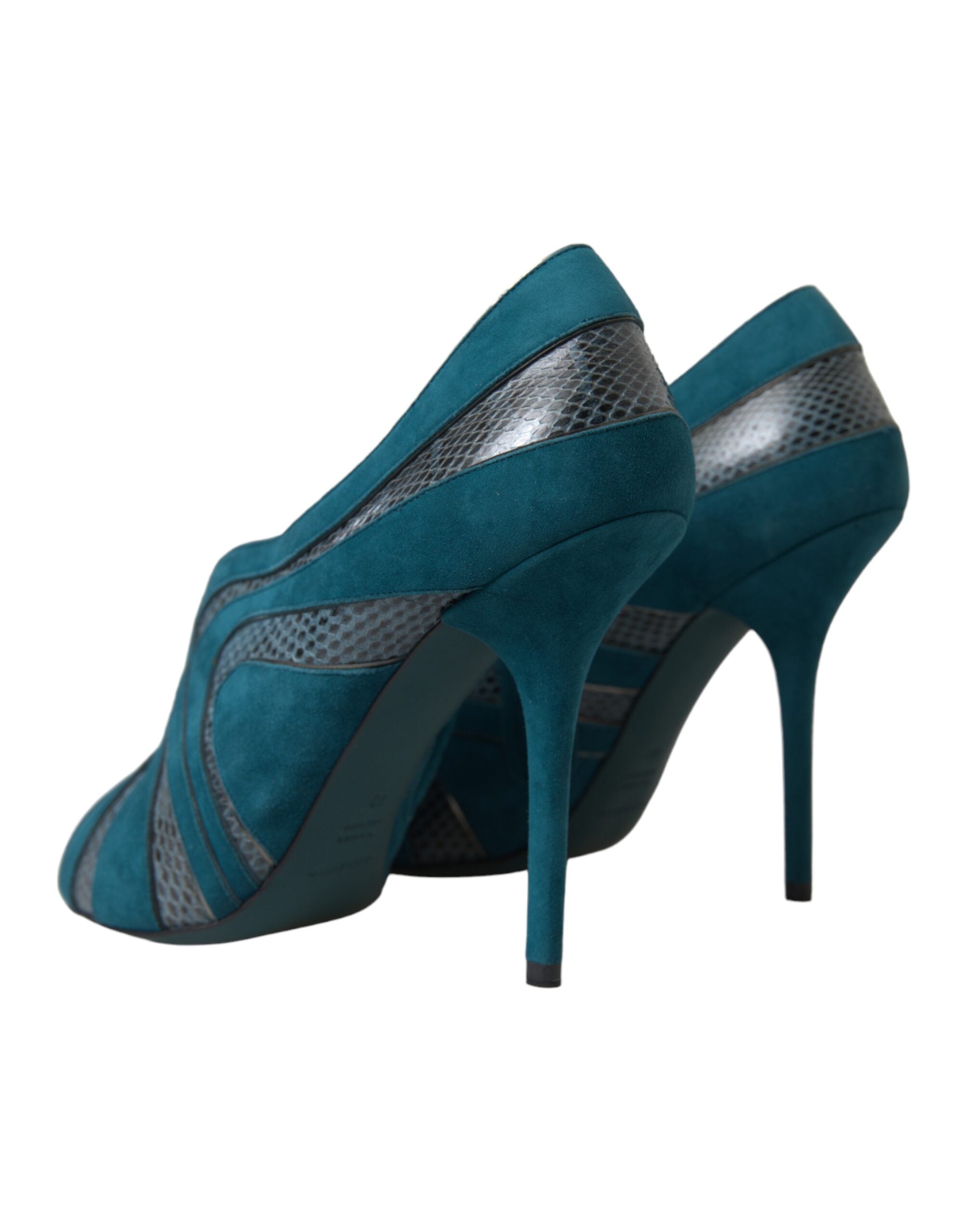 Dolce & Gabbana Teal Suede Leather Peep Toe Heels Pumps Shoes - DEA STILOSA MILANO