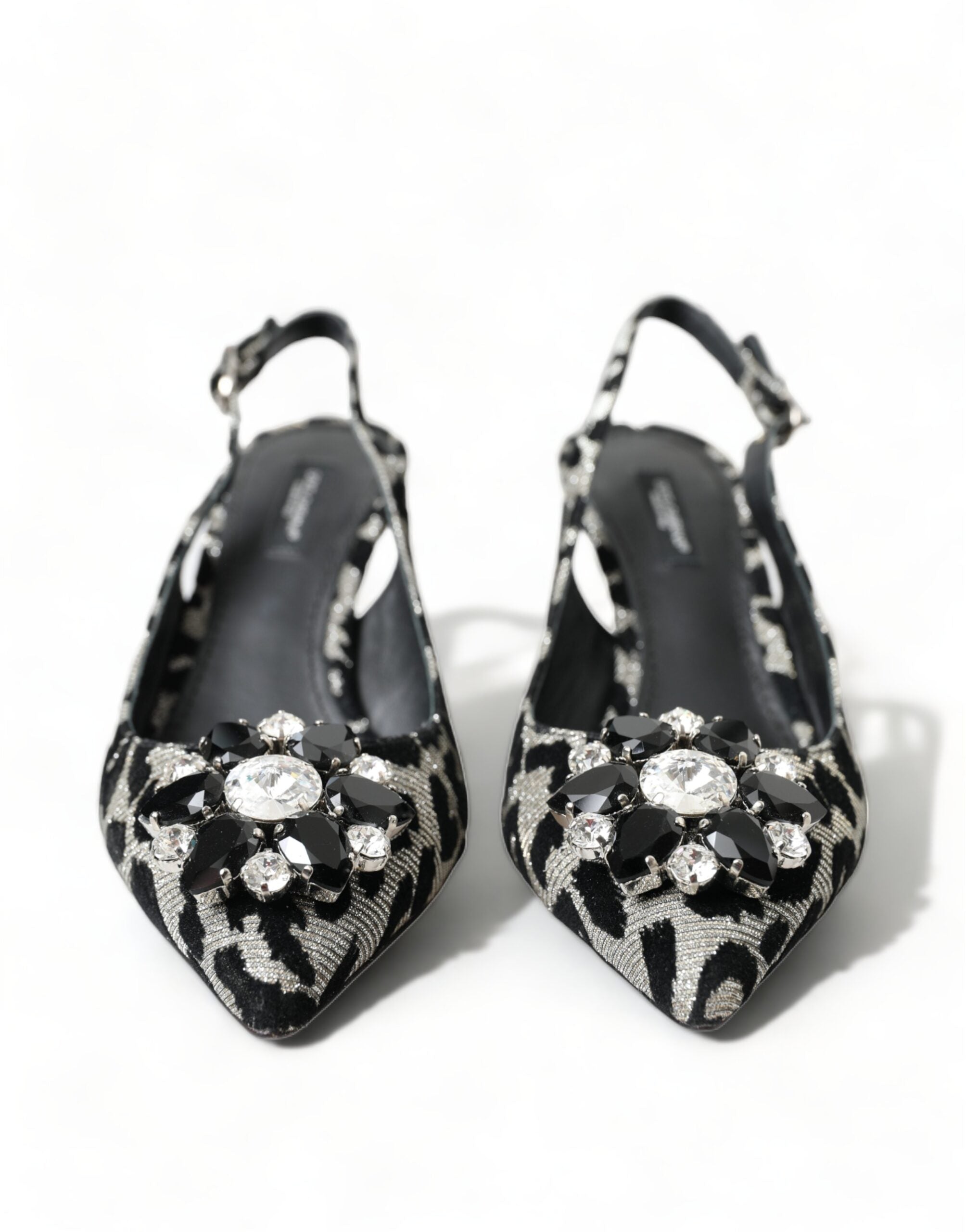Dolce & Gabbana Silver Leopard Crystal Slingback Pumps Shoes - DEA STILOSA MILANO