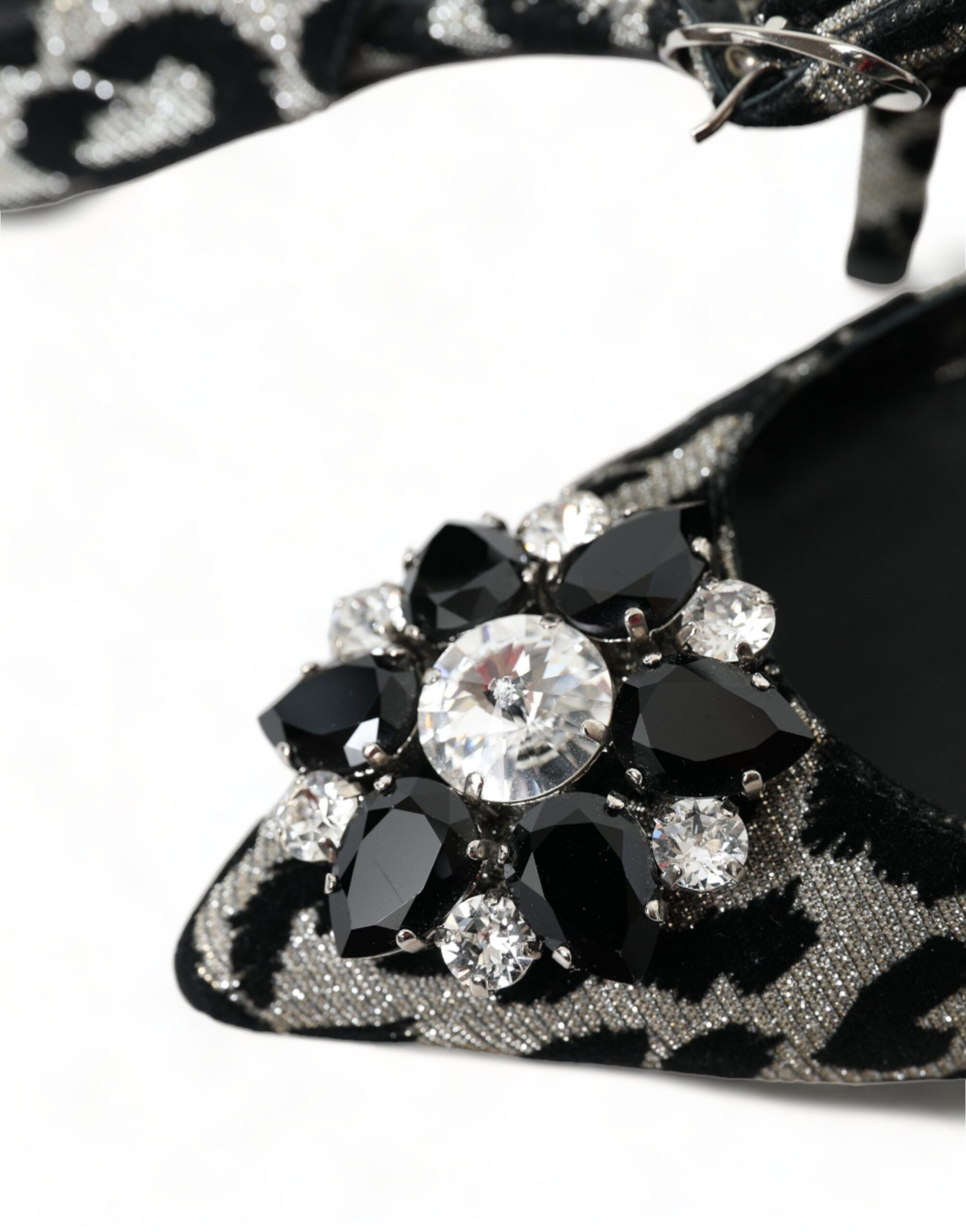 Dolce & Gabbana Silver Leopard Crystal Slingback Pumps Shoes - DEA STILOSA MILANO