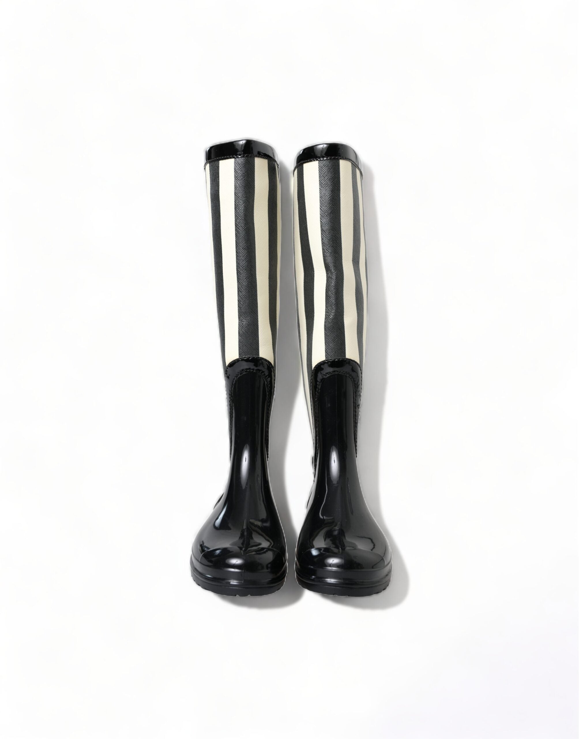 Dolce & Gabbana Black Rubber Knee High Flat Boots Shoes - DEA STILOSA MILANO