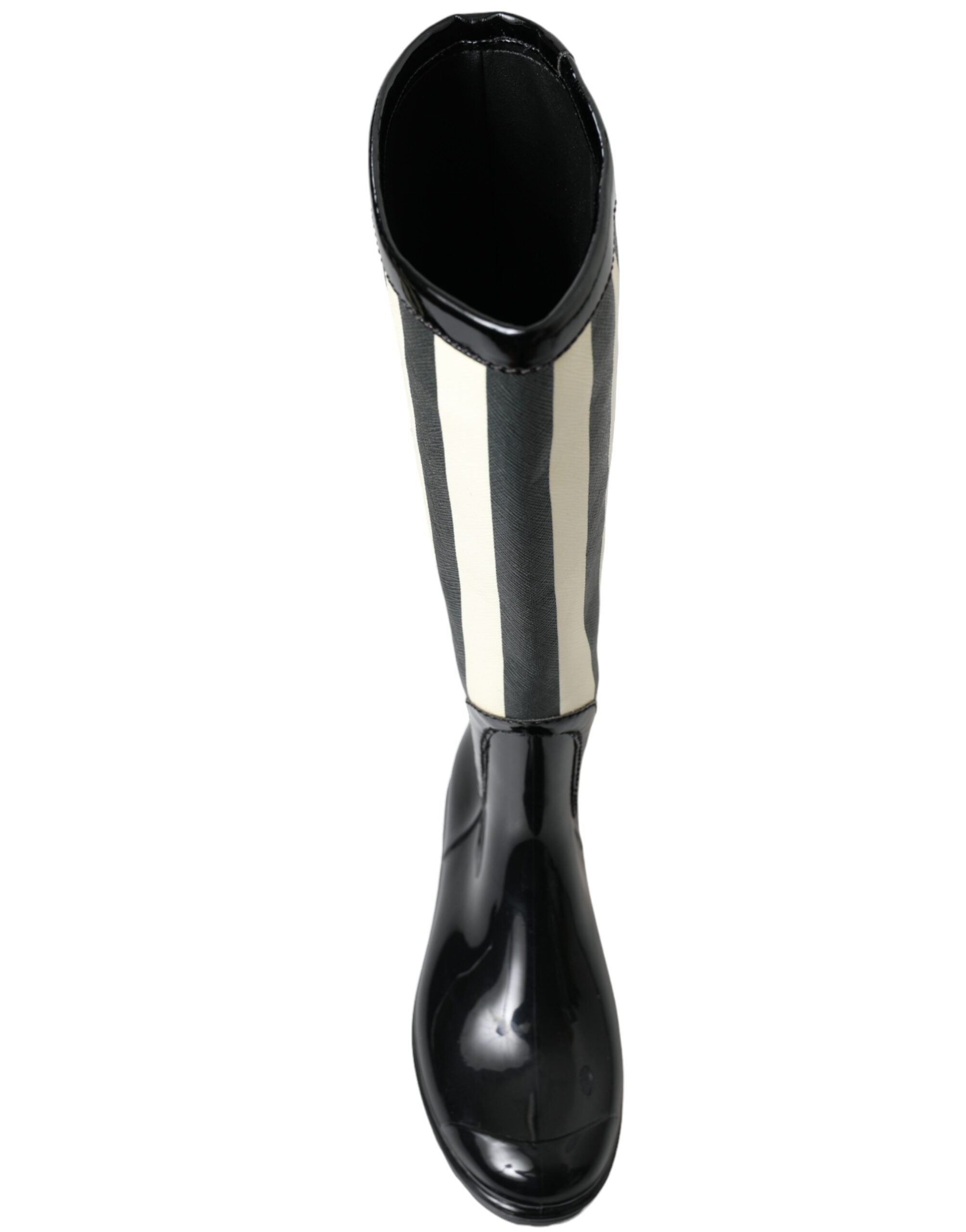 Dolce & Gabbana Black Rubber Knee High Flat Boots Shoes - DEA STILOSA MILANO