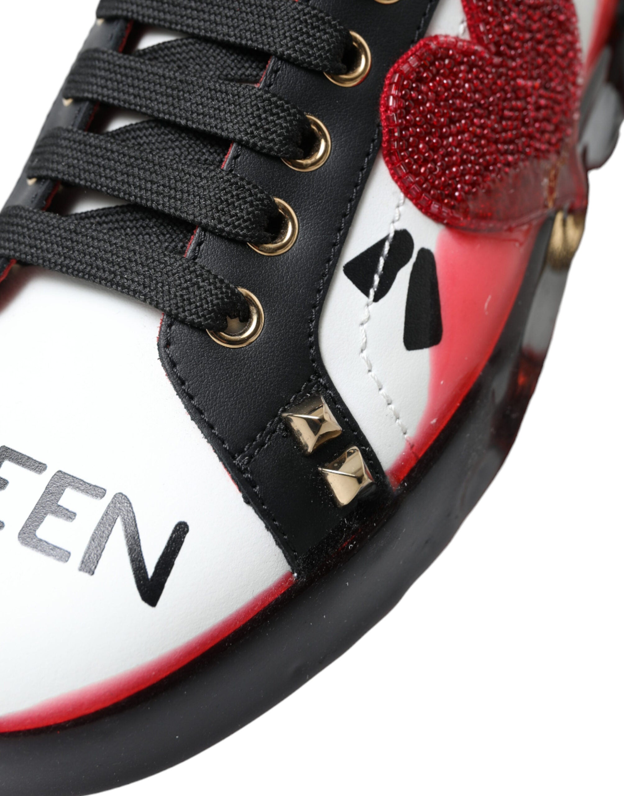 Dolce & Gabbana White Red Crystals Portofino Sneakers Women Shoes - DEA STILOSA MILANO