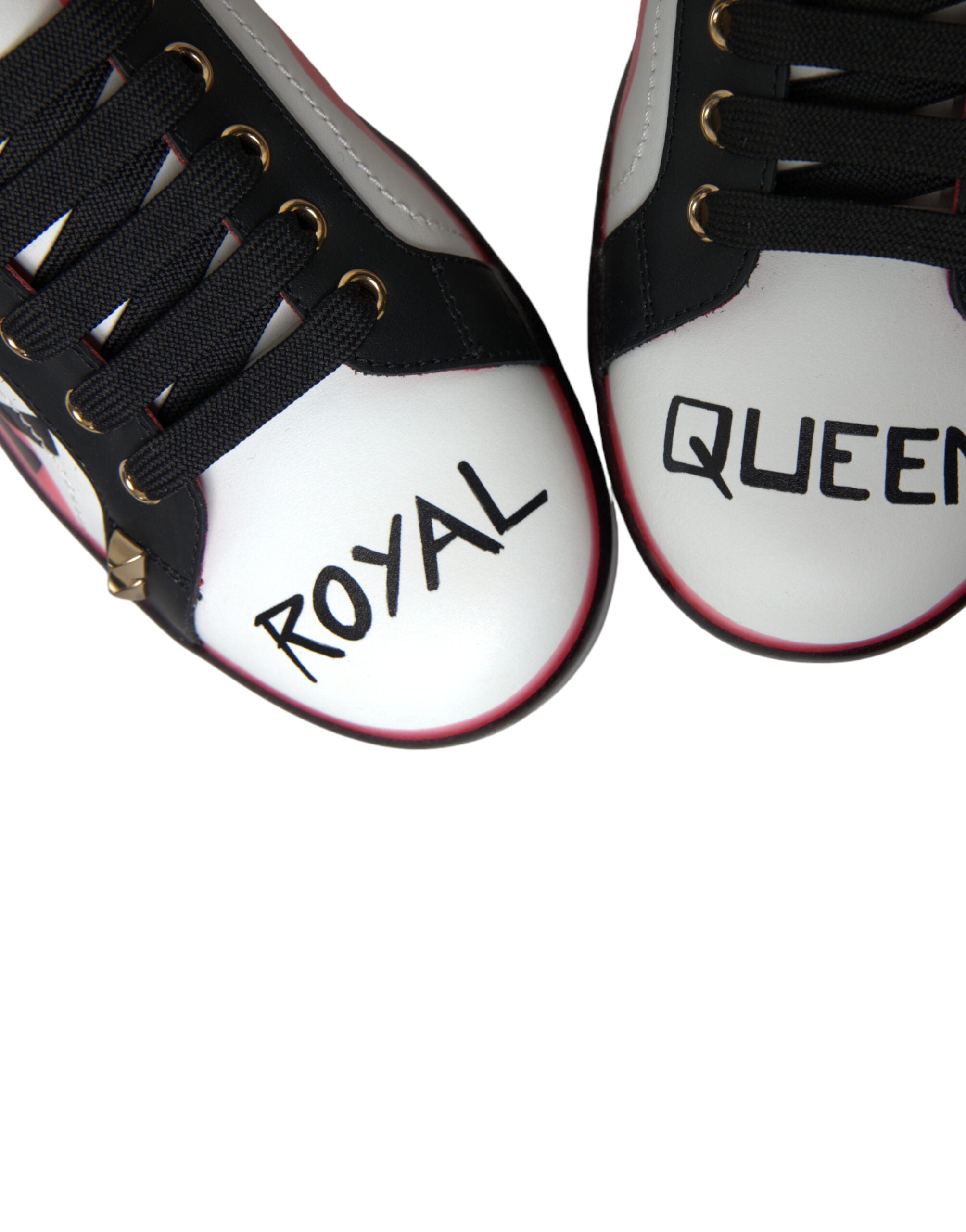 Dolce & Gabbana White Red Crystals Portofino Sneakers Women Shoes - DEA STILOSA MILANO