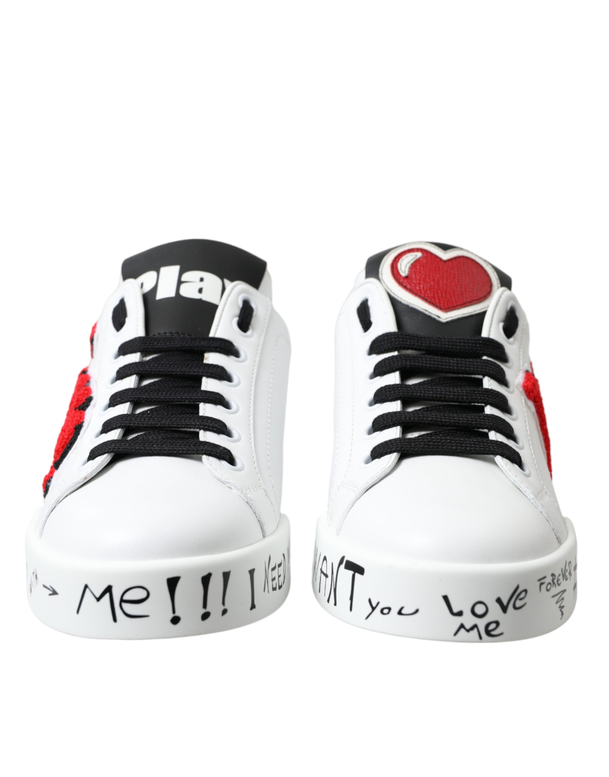 Dolce & Gabbana White Love Patch Portofino Classic Sneakers Shoes - DEA STILOSA MILANO