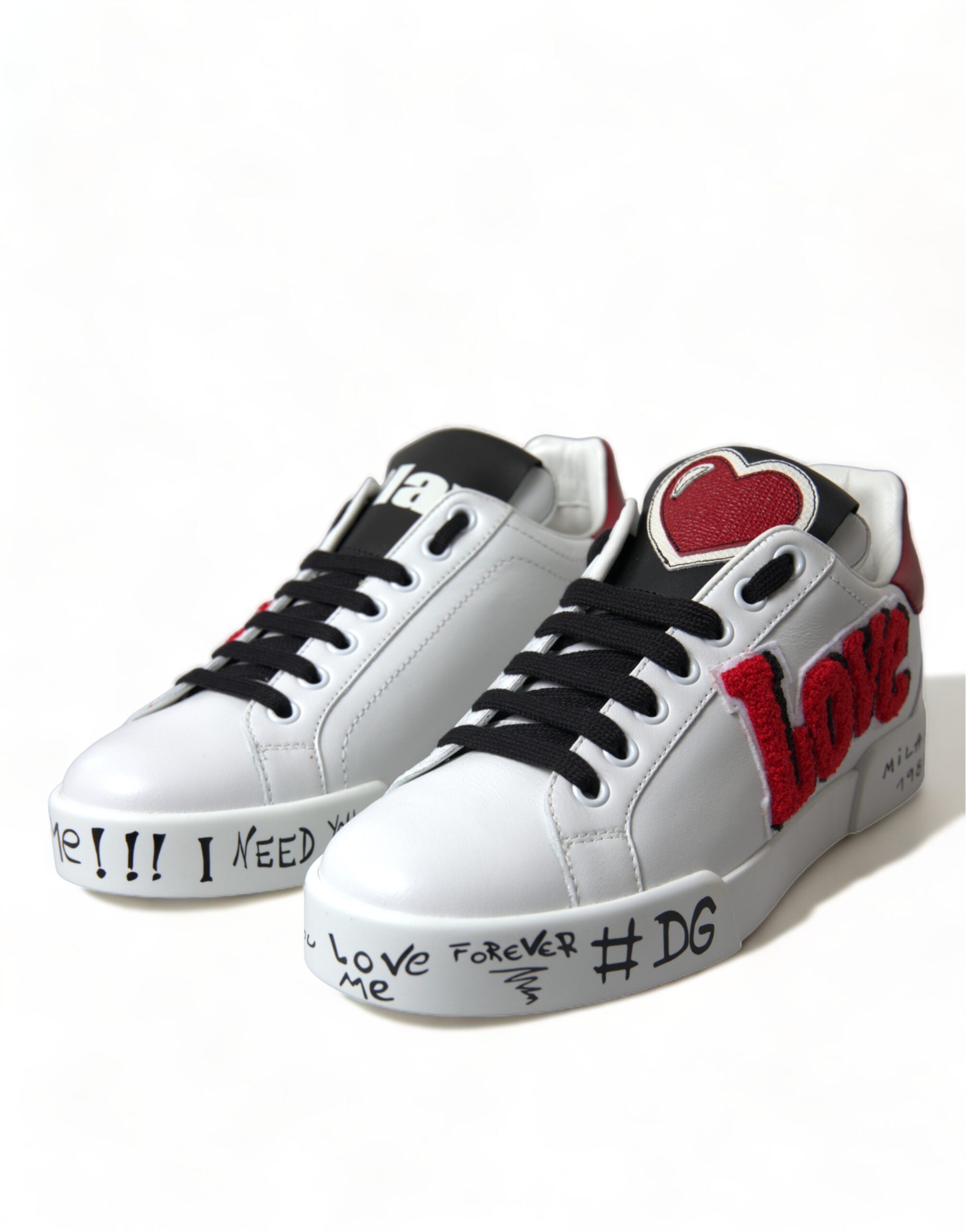 Dolce & Gabbana White Love Patch Portofino Classic Sneakers Shoes - DEA STILOSA MILANO