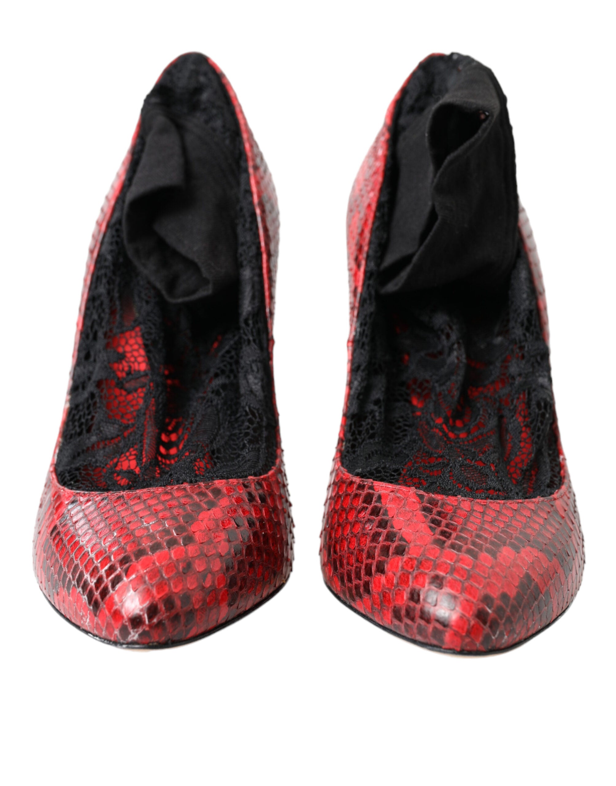 Dolce & Gabbana Red Ayers Leather Lace Socks Pumps Shoes - DEA STILOSA MILANO