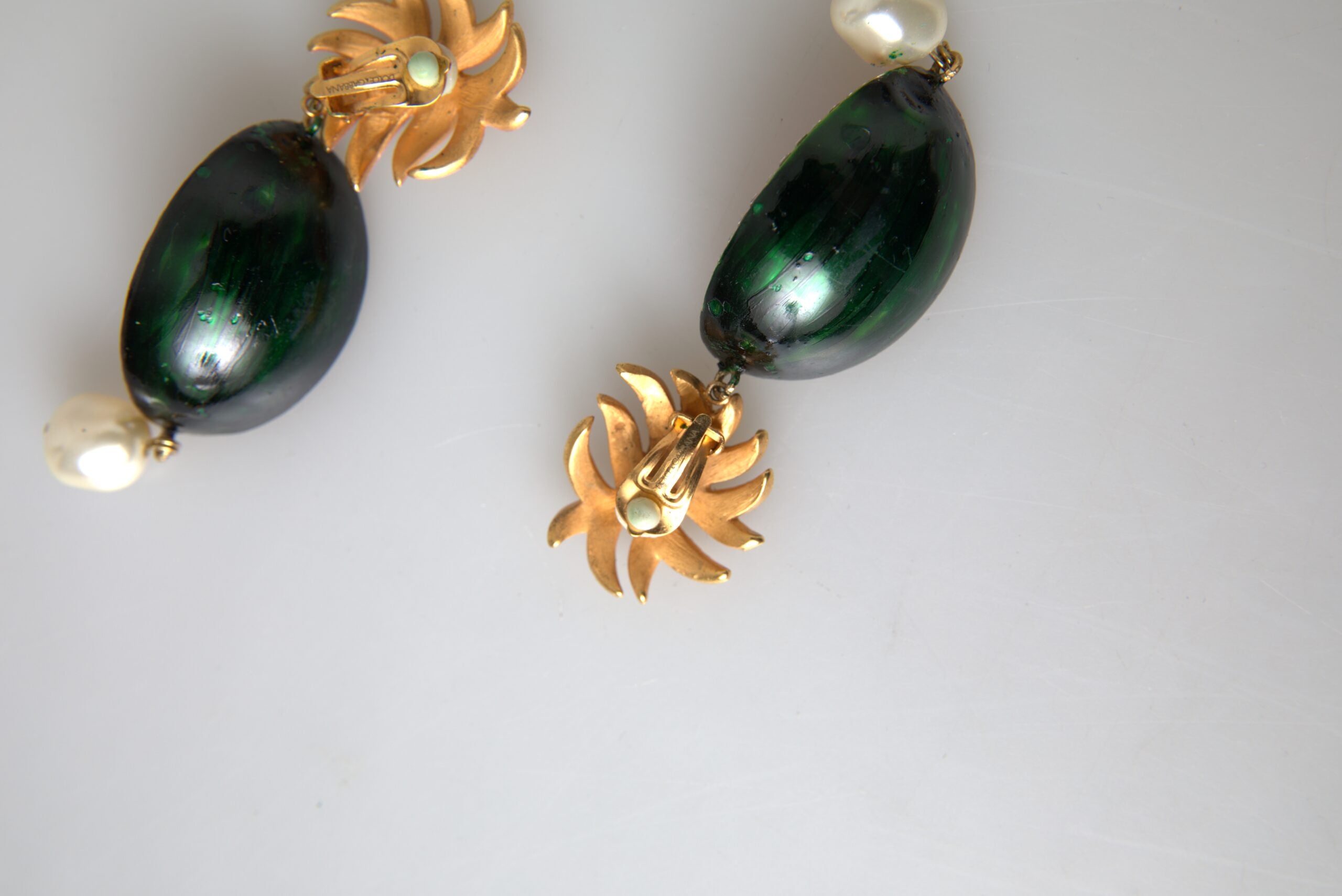 Dolce & Gabbana Red Watermelon Gold Brass Crystal Clip Dangling Earrings - DEA STILOSA MILANO