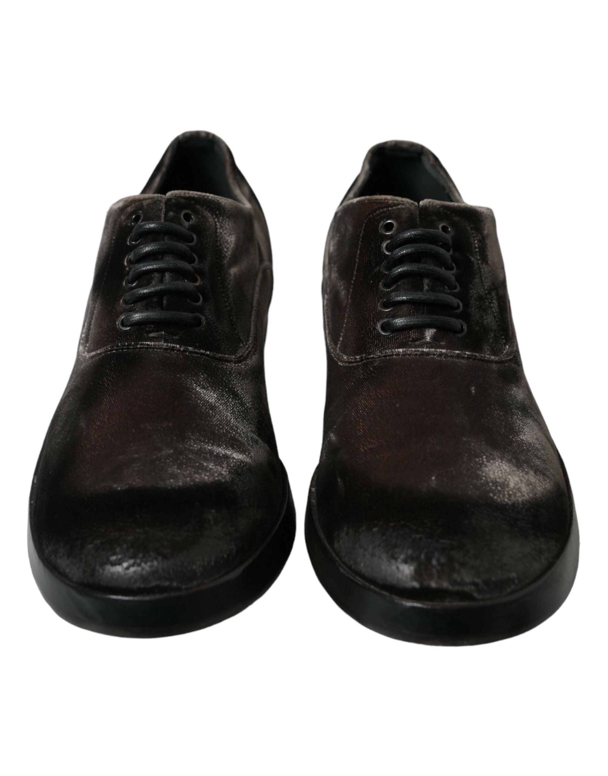 Dolce & Gabbana Brown Velvet Men Lace Up Oxford Dress Shoes - DEA STILOSA MILANO