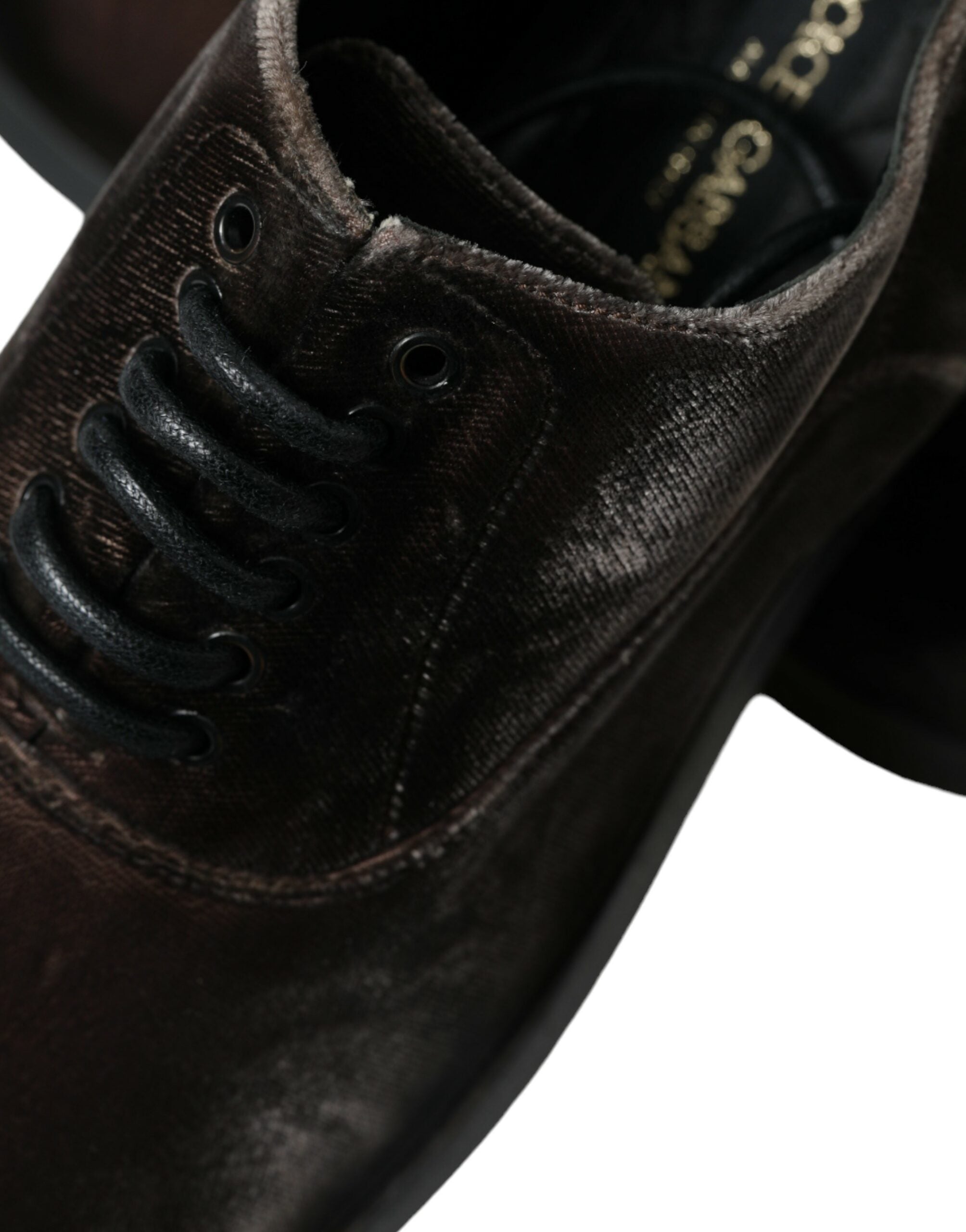 Dolce & Gabbana Brown Velvet Men Lace Up Oxford Dress Shoes - DEA STILOSA MILANO