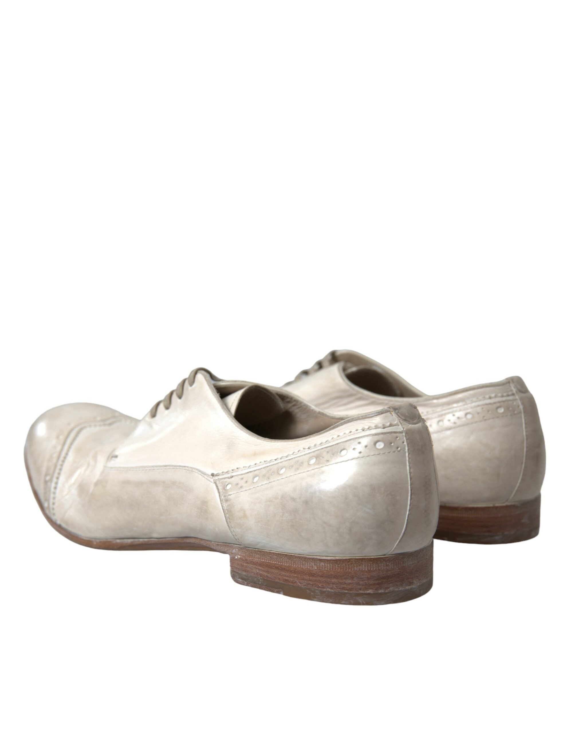 Dolce & Gabbana White Distressed Leather Brogue Dress Shoes - DEA STILOSA MILANO