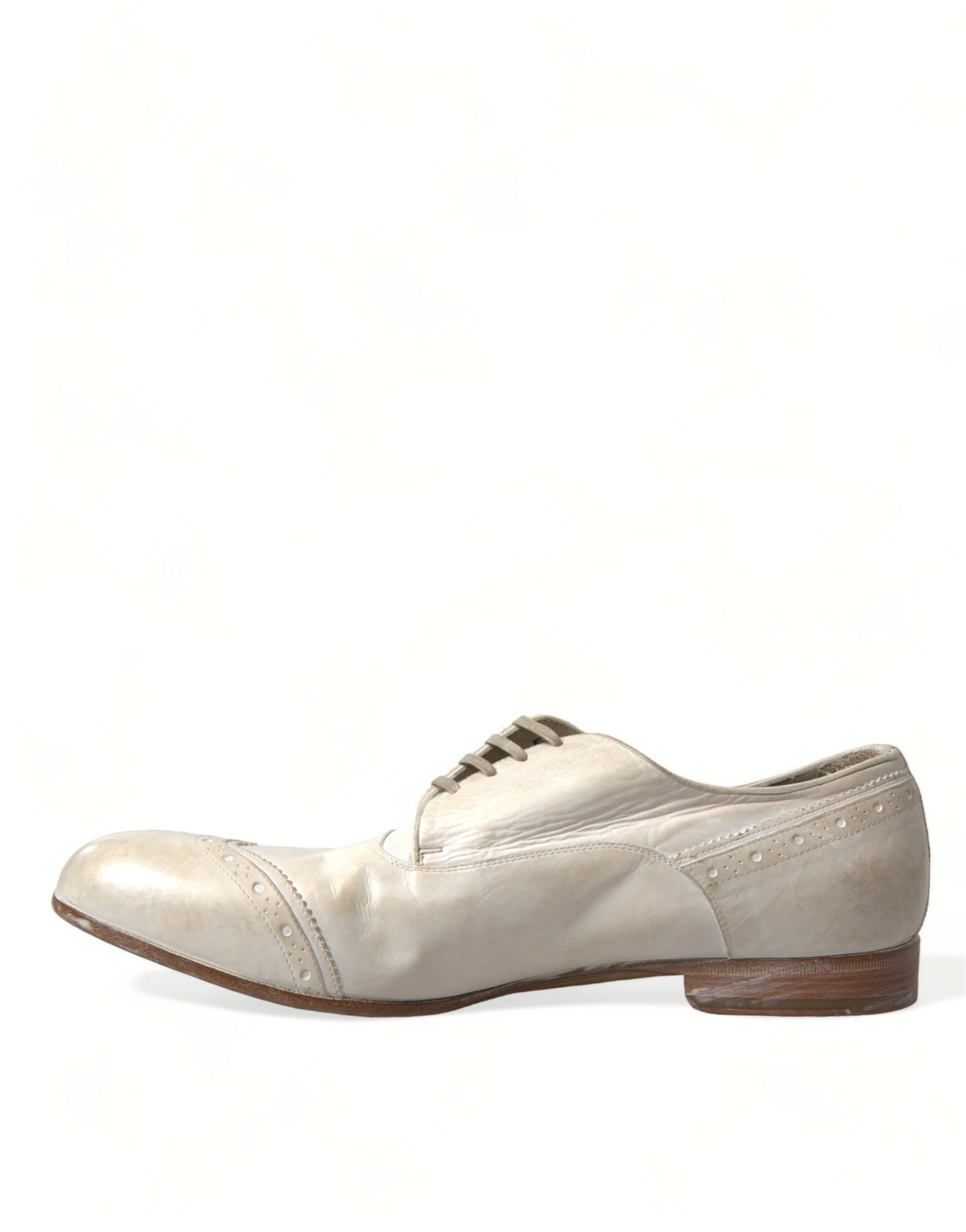 Dolce & Gabbana White Distressed Leather Brogue Dress Shoes - DEA STILOSA MILANO