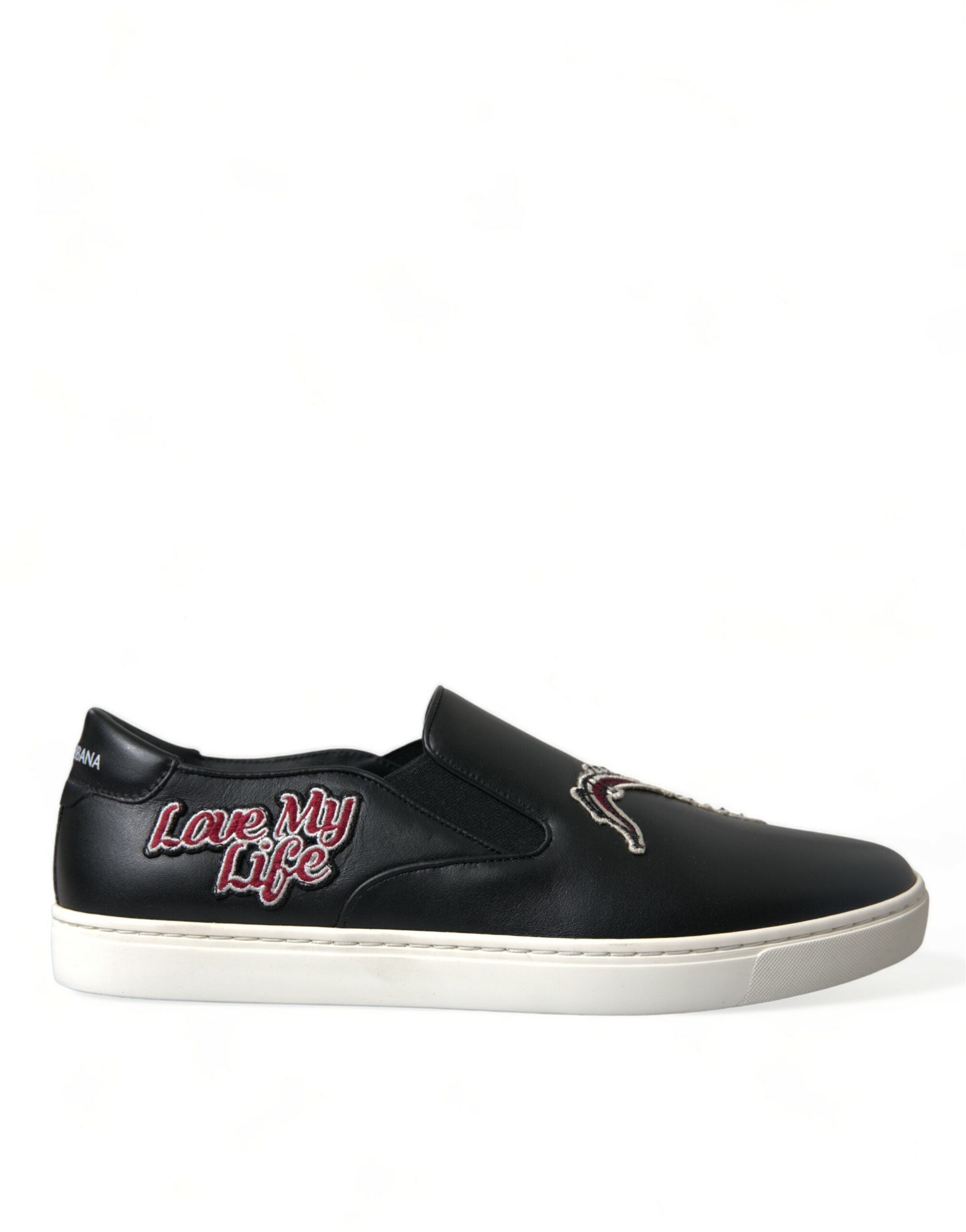 Dolce & Gabbana Black Patch Embellished Slip On Men Sneakers Shoes - DEA STILOSA MILANO