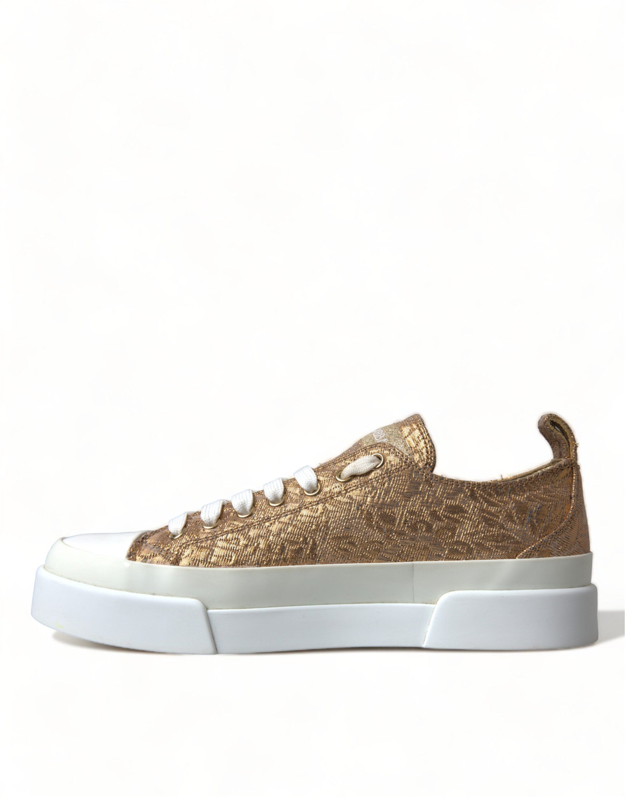 Dolce & Gabbana Gold White Brocade Low Top Sneakers Women Shoes - DEA STILOSA MILANO