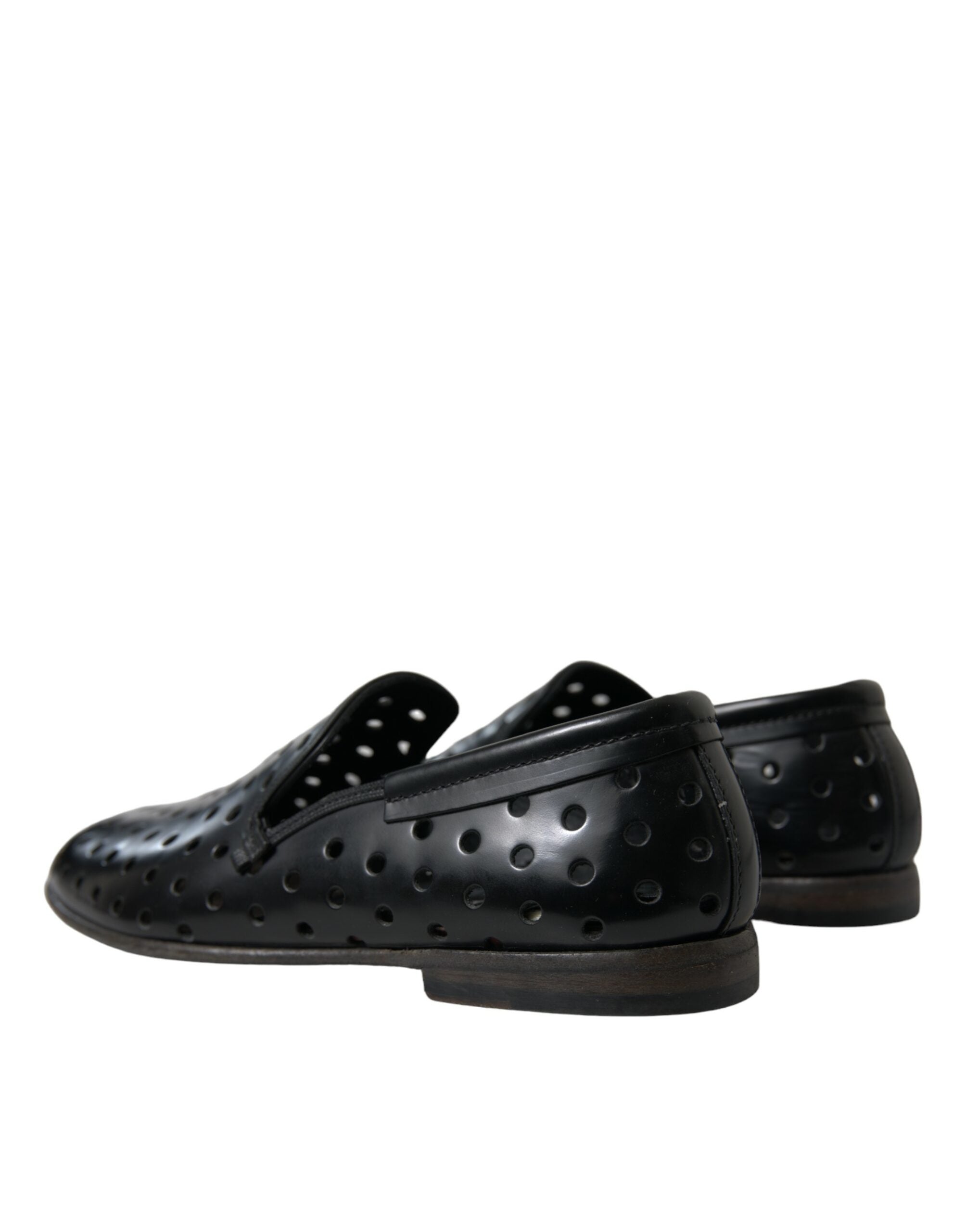 Dolce & Gabbana Black Leather Perforated Loafers Shoes - DEA STILOSA MILANO
