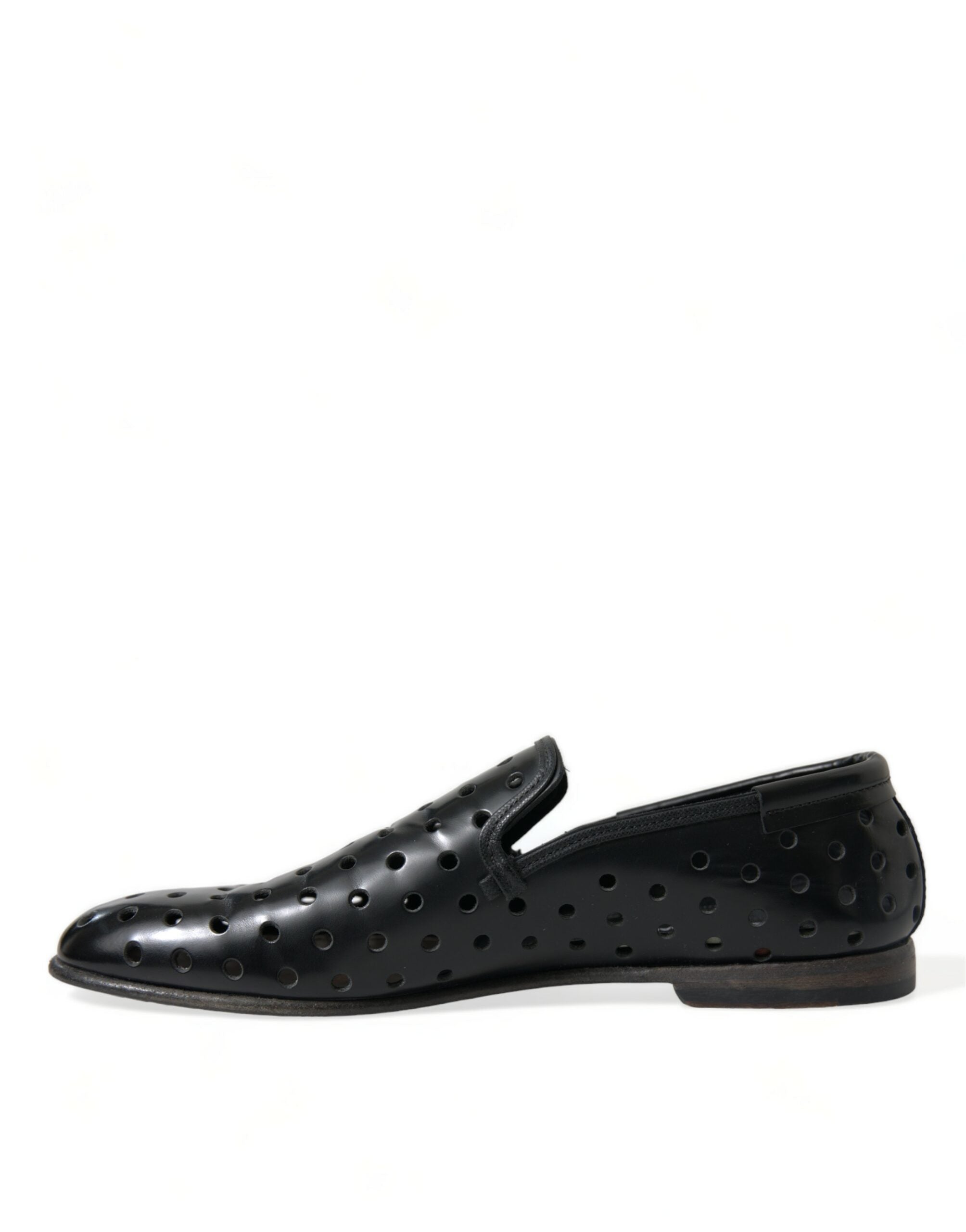 Dolce & Gabbana Black Leather Perforated Loafers Shoes - DEA STILOSA MILANO
