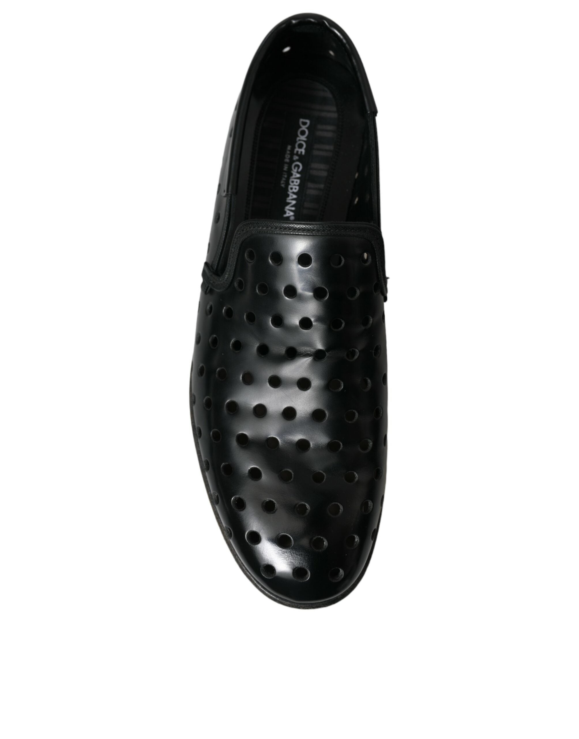Dolce & Gabbana Black Leather Perforated Loafers Shoes - DEA STILOSA MILANO