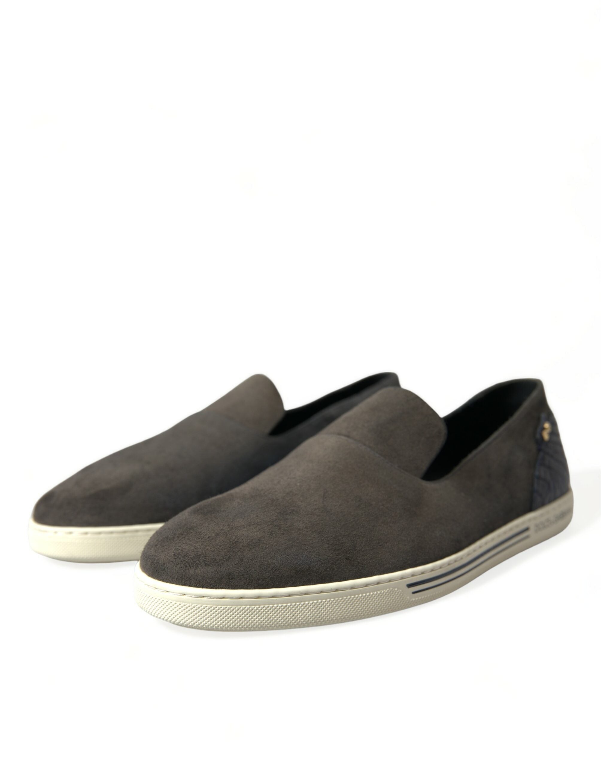 Dolce & Gabbana Blue Suede Caiman Men Loafers Slippers Shoes - DEA STILOSA MILANO