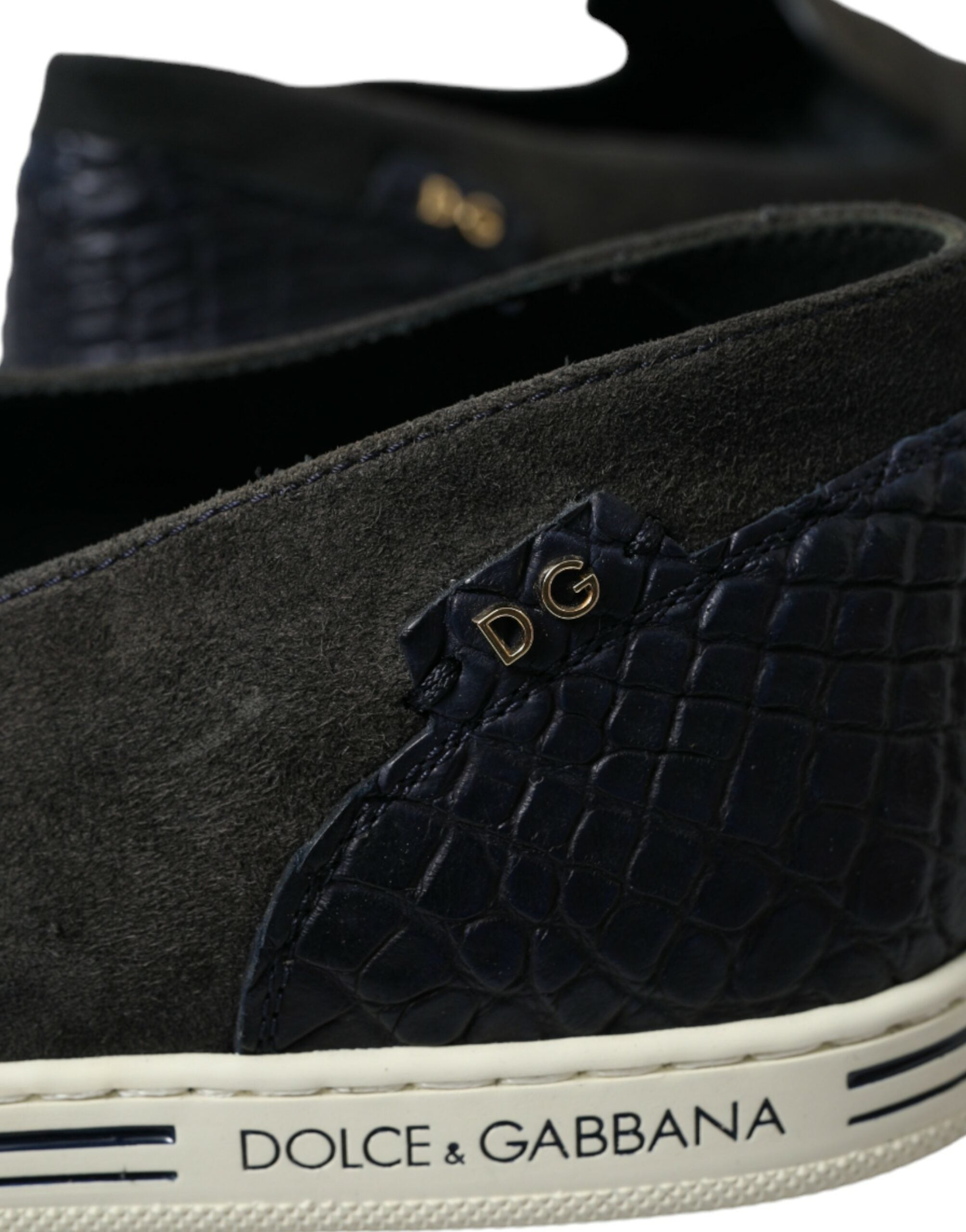 Dolce & Gabbana Blue Suede Caiman Men Loafers Slippers Shoes - DEA STILOSA MILANO
