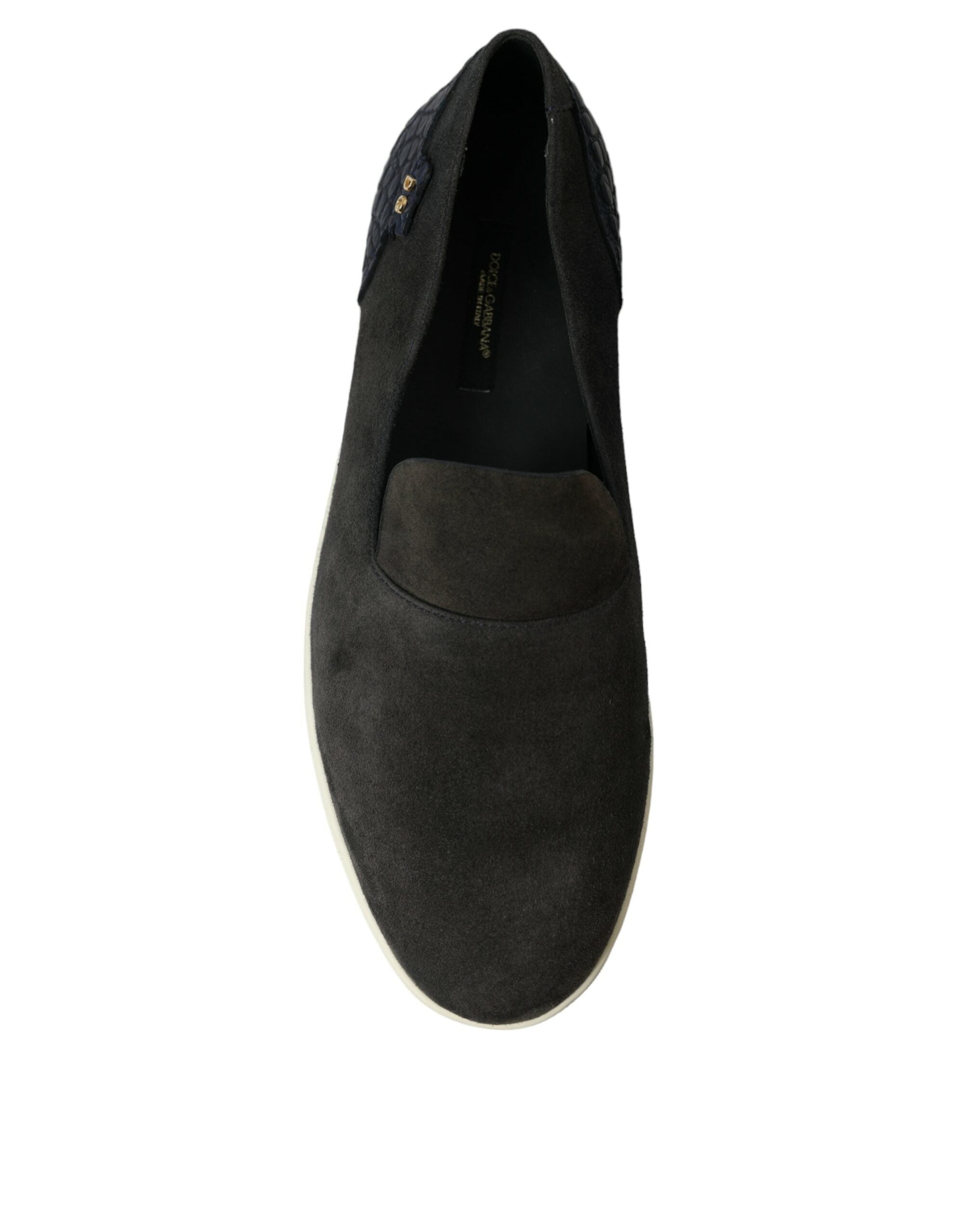 Dolce & Gabbana Blue Suede Caiman Men Loafers Slippers Shoes - DEA STILOSA MILANO
