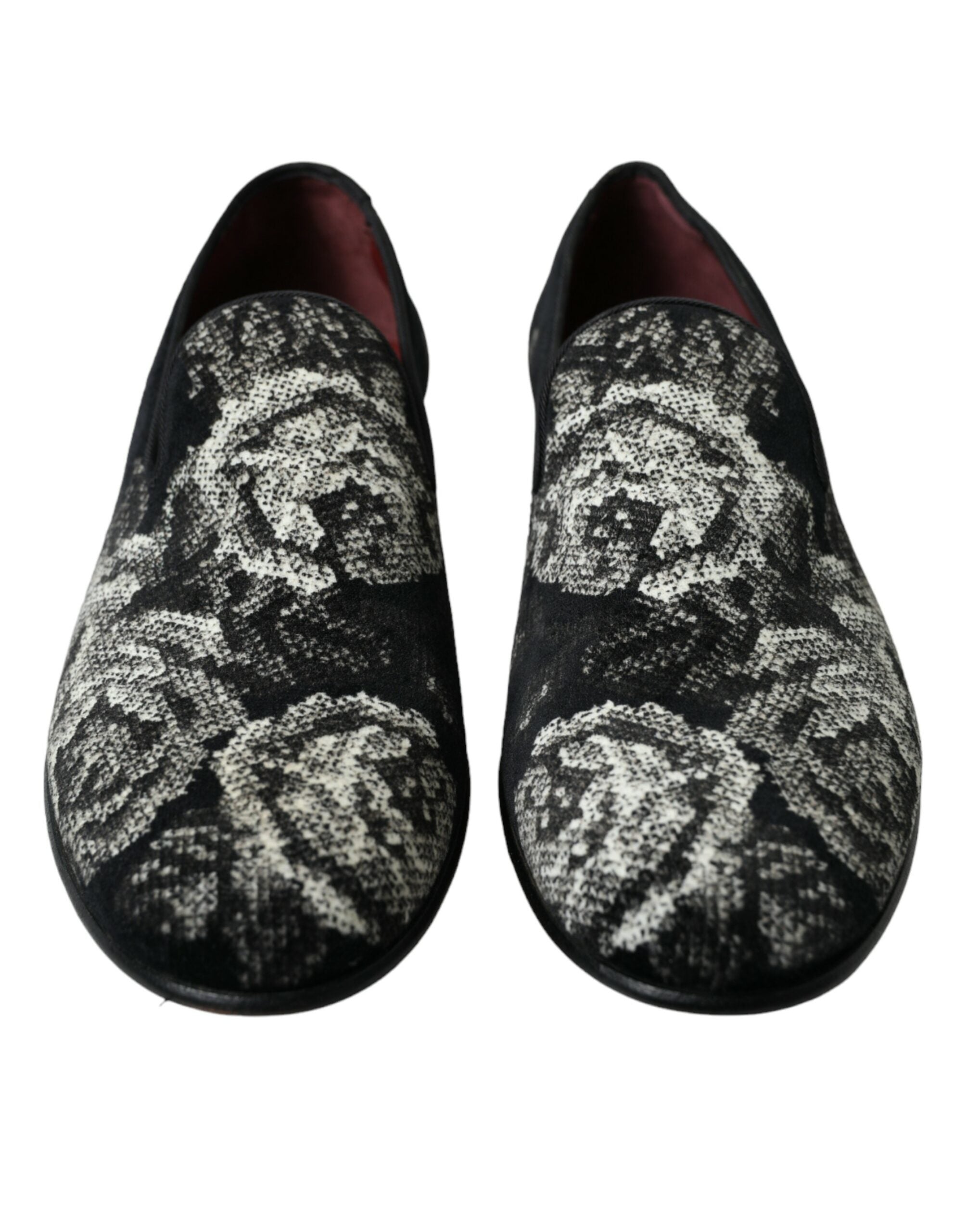 Dolce & Gabbana Black Floral Slippers Men Loafers Dress Shoes - DEA STILOSA MILANO
