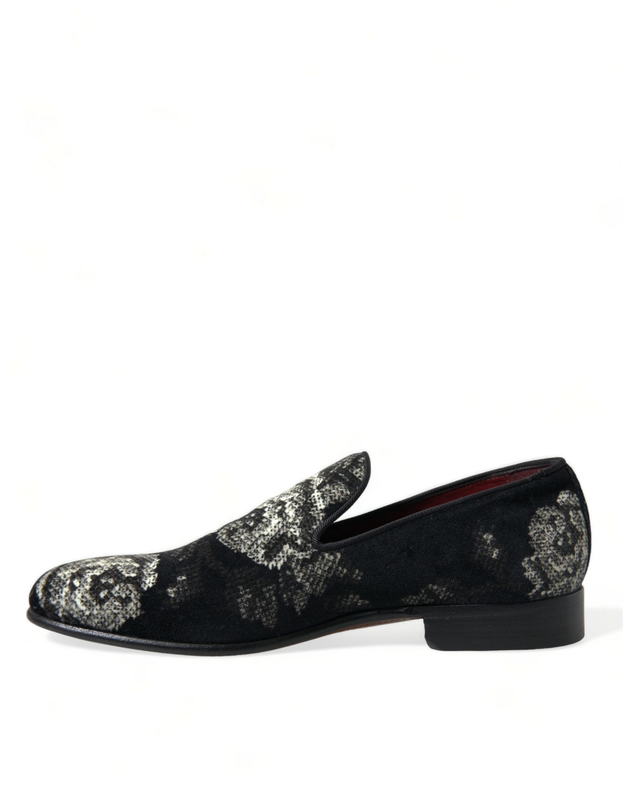 Dolce & Gabbana Black Floral Slippers Men Loafers Dress Shoes - DEA STILOSA MILANO