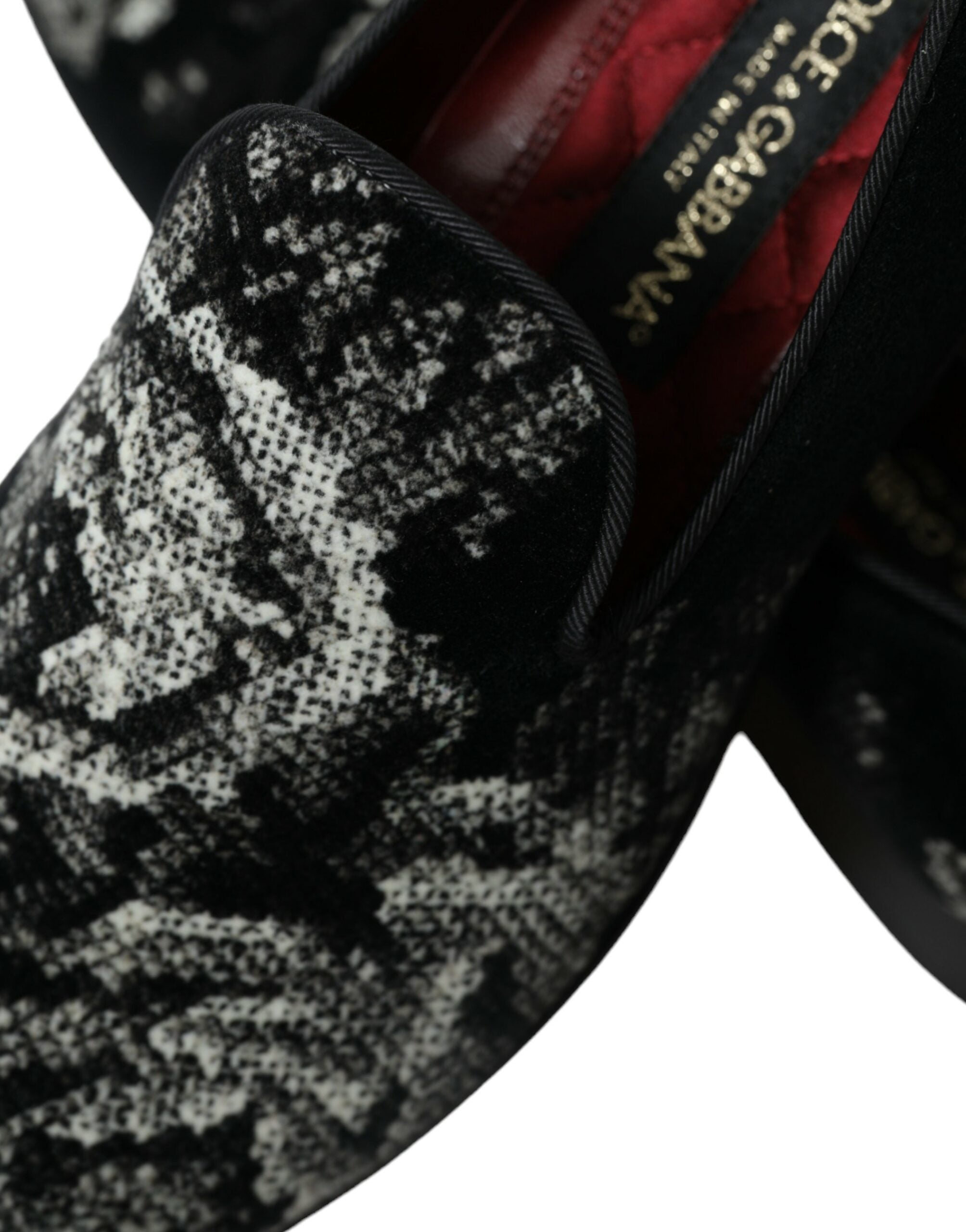 Dolce & Gabbana Black Floral Slippers Men Loafers Dress Shoes - DEA STILOSA MILANO