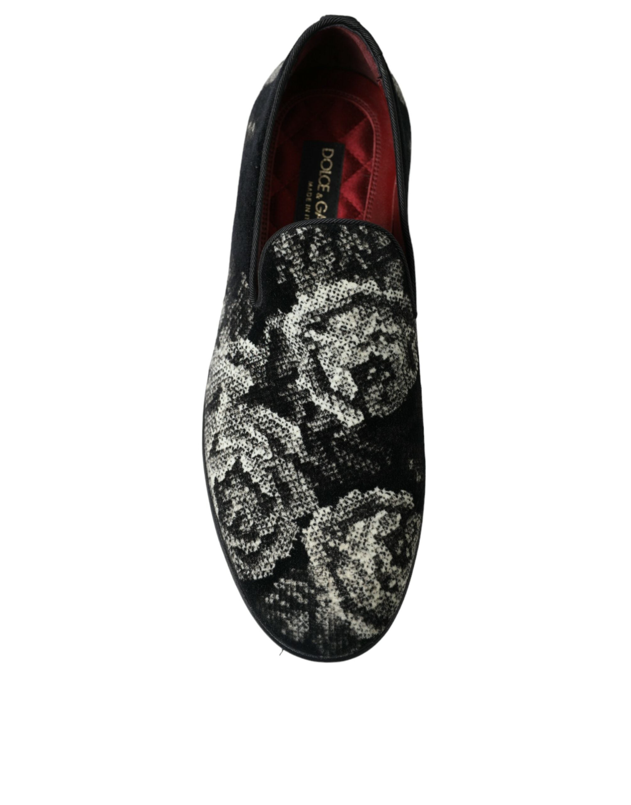 Dolce & Gabbana Black Floral Slippers Men Loafers Dress Shoes - DEA STILOSA MILANO
