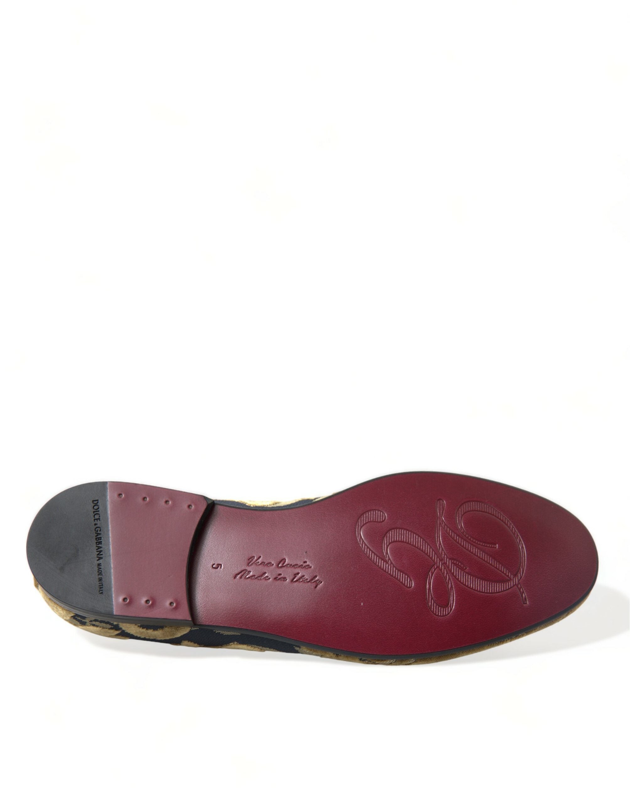 Dolce & Gabbana Gold Velvet Brocade Smoking Slipper Dress Shoes - DEA STILOSA MILANO