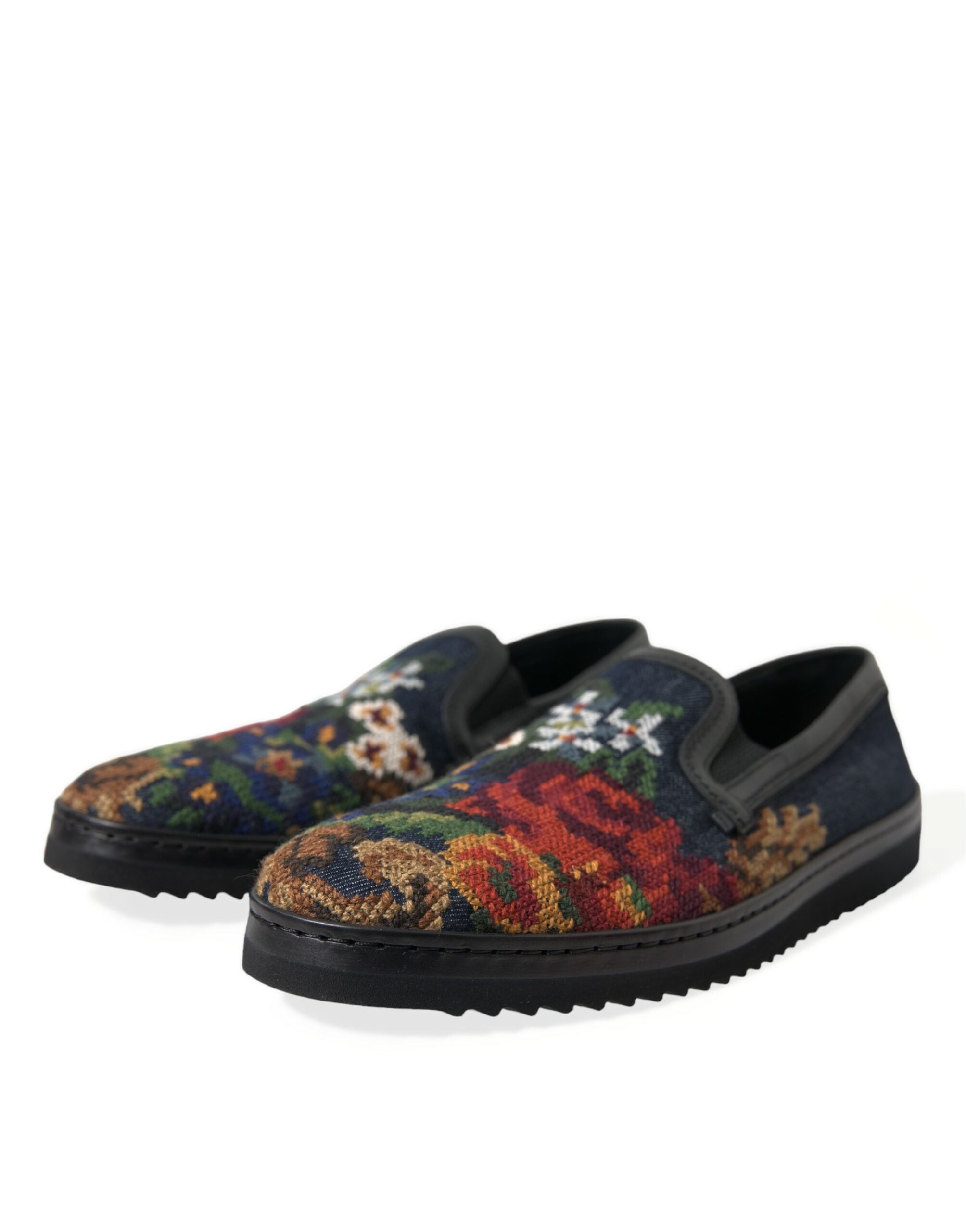 Dolce & Gabbana Multicolor Floral Slippers Men Loafers Shoes - DEA STILOSA MILANO