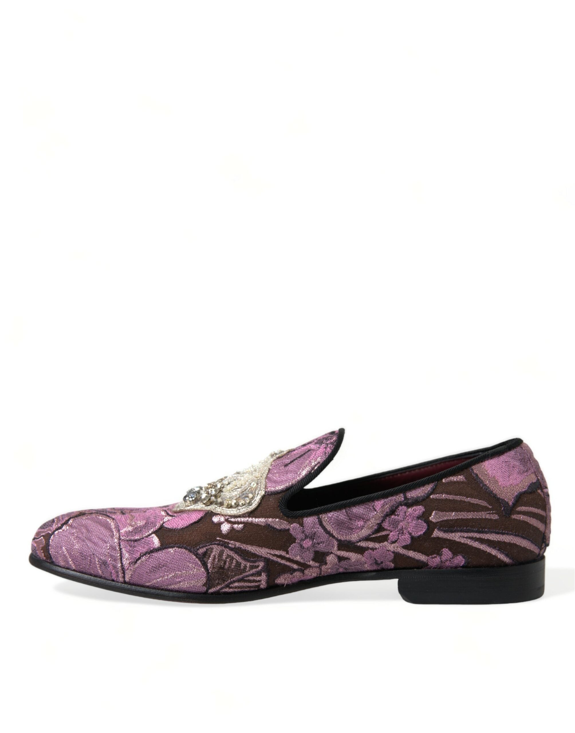 Dolce & Gabbana Pink Printed Crystal Embellished Loafers Dress Shoes - DEA STILOSA MILANO