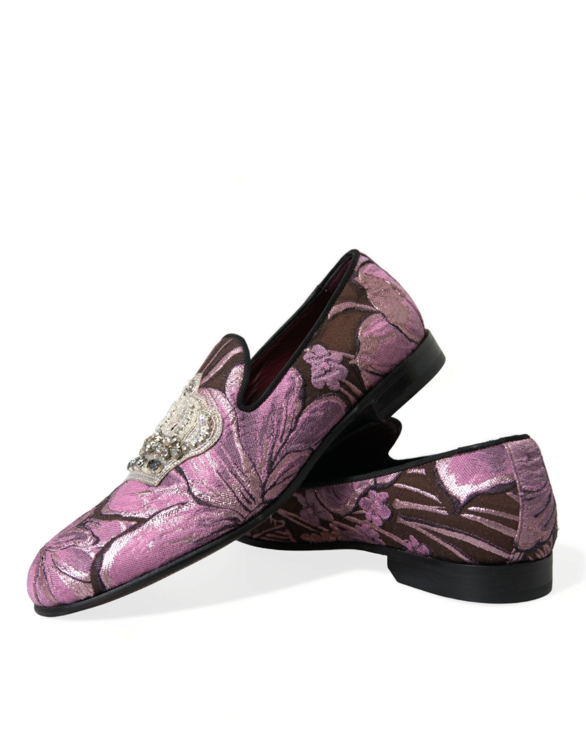 Dolce & Gabbana Pink Printed Crystal Embellished Loafers Dress Shoes - DEA STILOSA MILANO