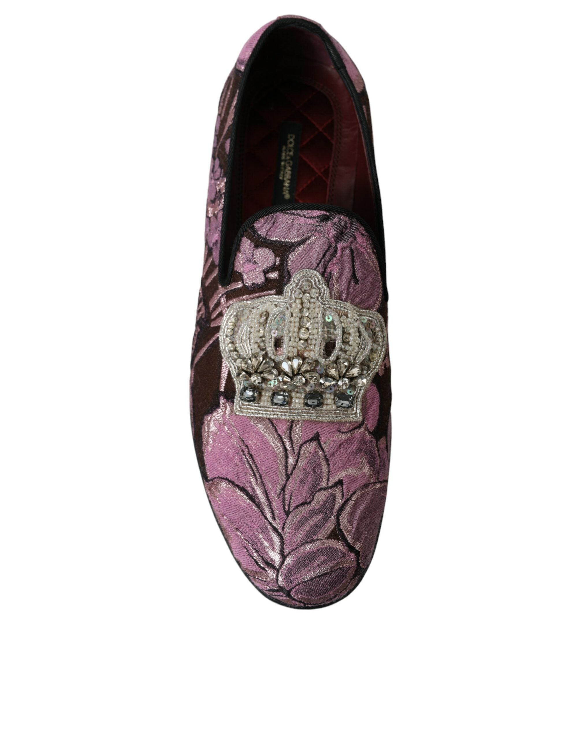 Dolce & Gabbana Pink Printed Crystal Embellished Loafers Dress Shoes - DEA STILOSA MILANO