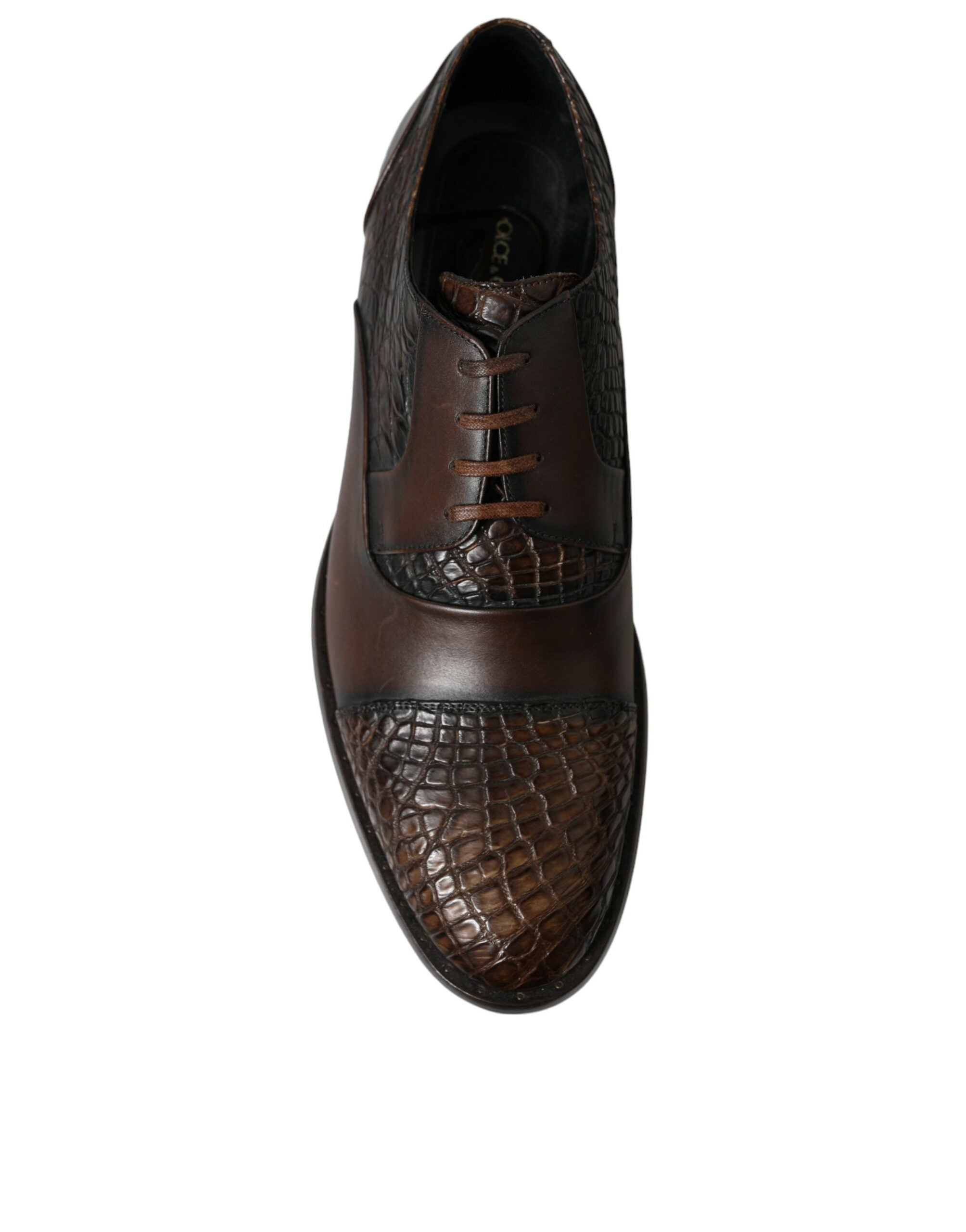 Dolce & Gabbana Brown Exotic Leather Lace Up Oxford Dress Shoes - DEA STILOSA MILANO