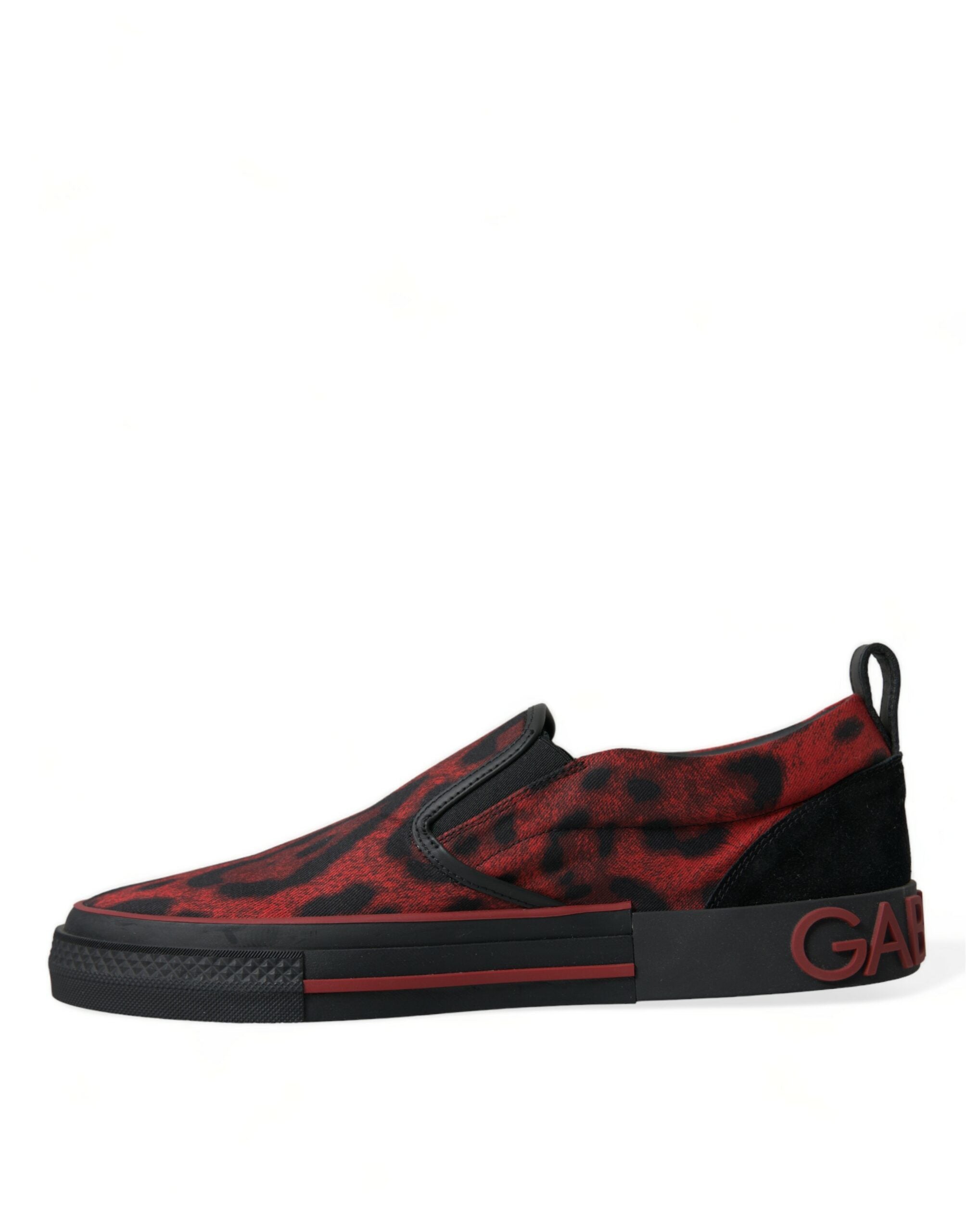 Dolce & Gabbana Red Black Leopard Loafers Men Sneakers Shoes - DEA STILOSA MILANO