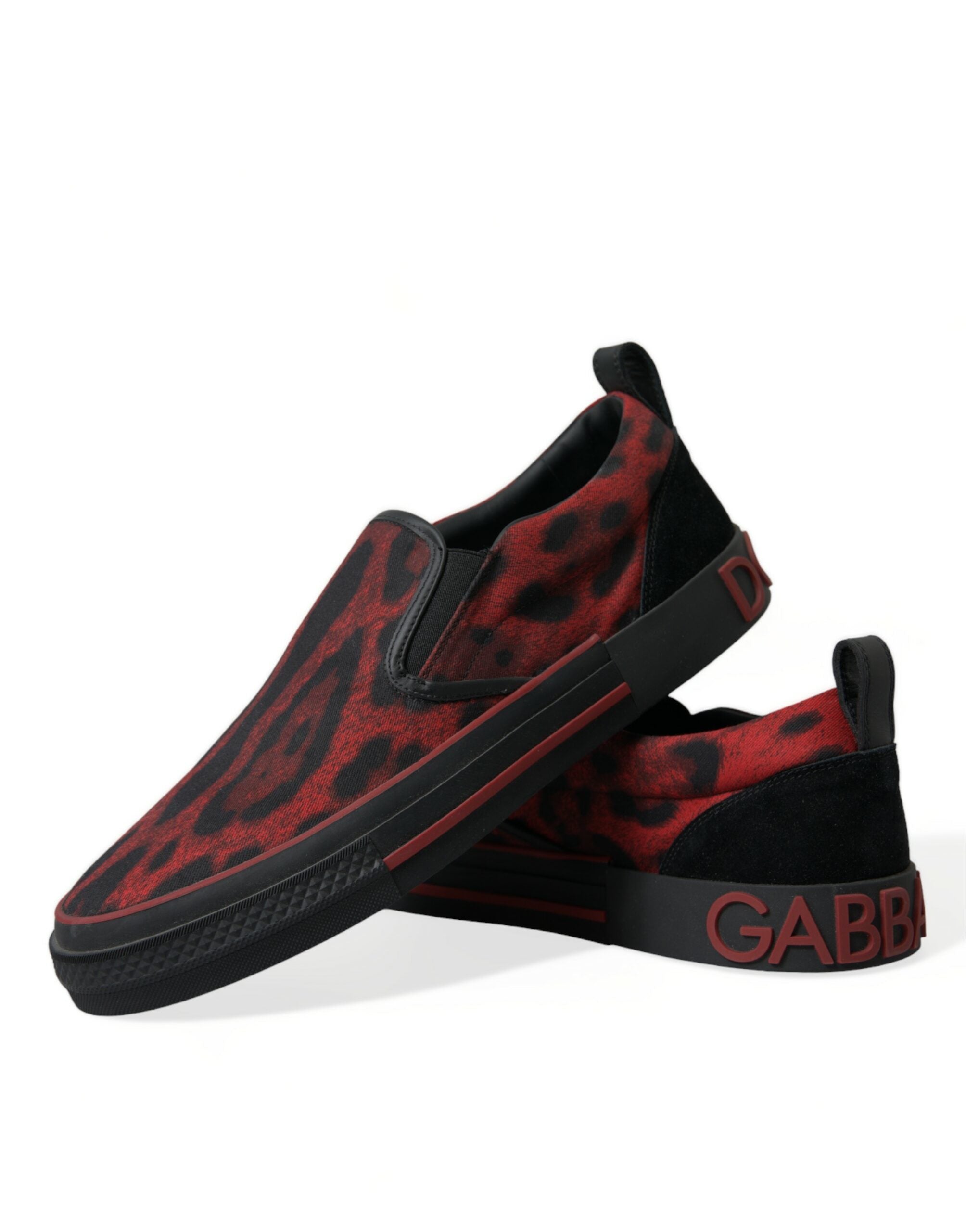 Dolce & Gabbana Red Black Leopard Loafers Men Sneakers Shoes - DEA STILOSA MILANO