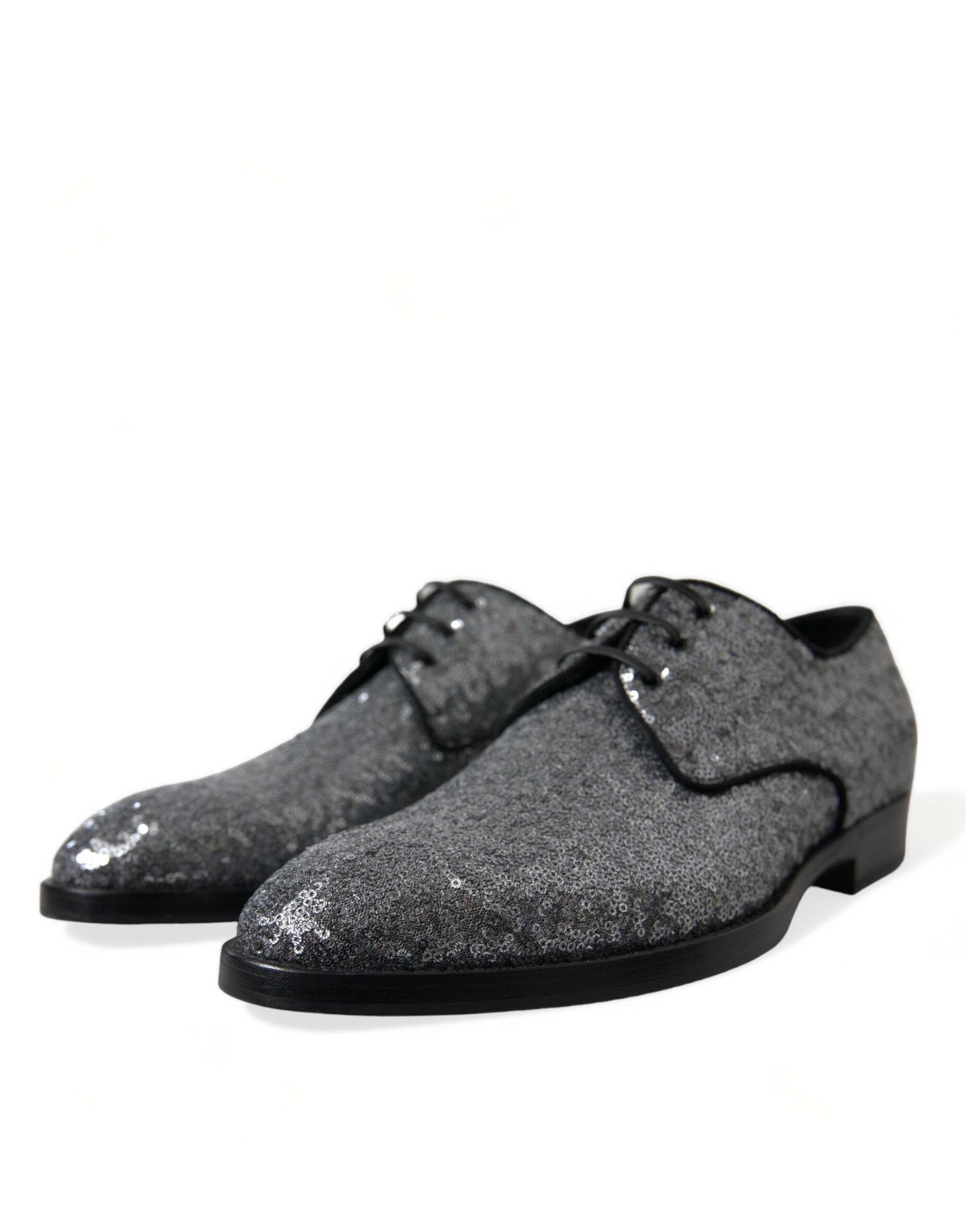 Dolce & Gabbana Silver Sequined Lace Up Men Derby Dress Shoes - DEA STILOSA MILANO