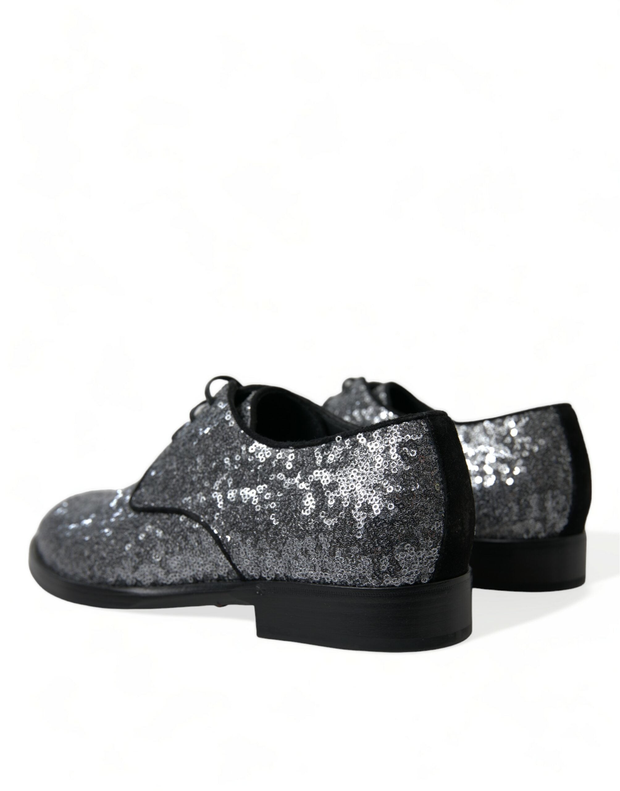 Dolce & Gabbana Silver Sequined Lace Up Men Derby Dress Shoes - DEA STILOSA MILANO