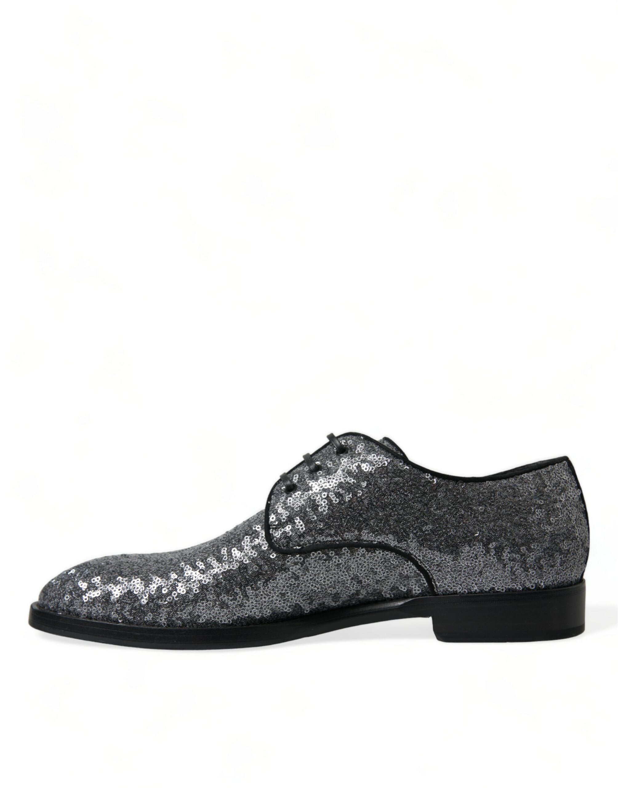 Dolce & Gabbana Silver Sequined Lace Up Men Derby Dress Shoes - DEA STILOSA MILANO