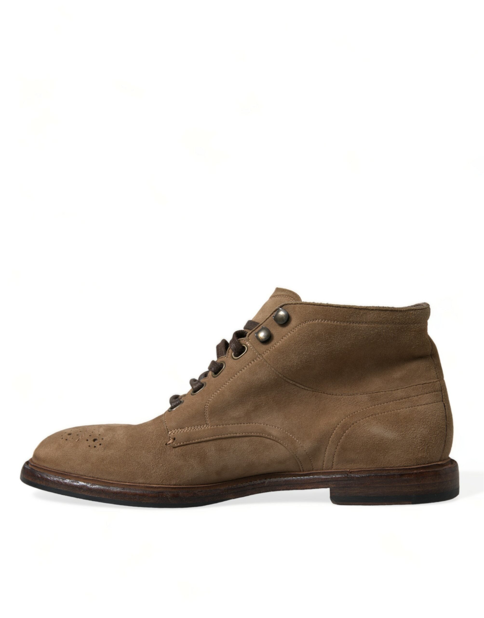 Dolce & Gabbana Brown Leather Lace Up Ankle Boots Shoes - DEA STILOSA MILANO