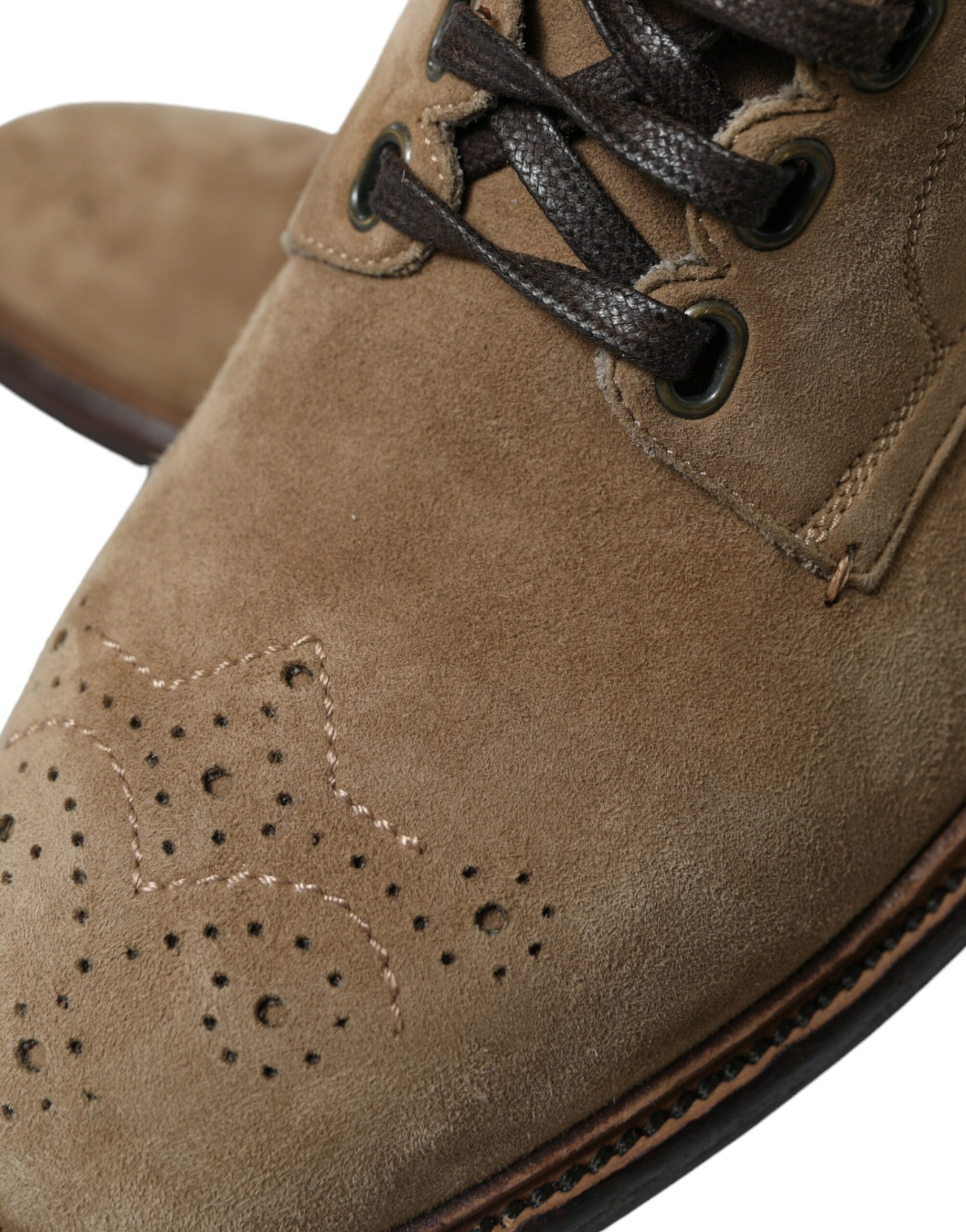 Dolce & Gabbana Brown Leather Lace Up Ankle Boots Shoes - DEA STILOSA MILANO