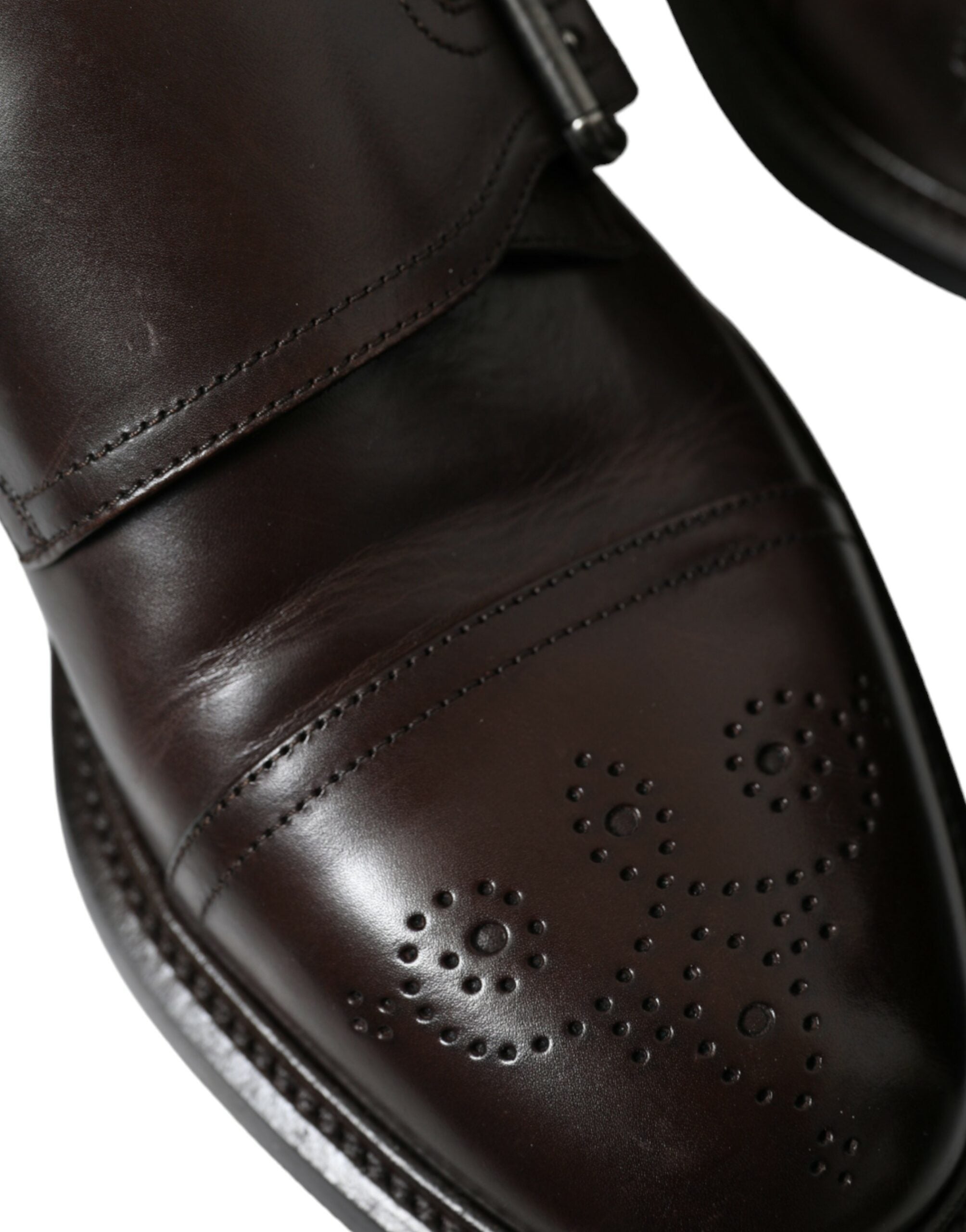 Dolce & Gabbana Brown Leather Straps Ankle Boots Shoes - DEA STILOSA MILANO