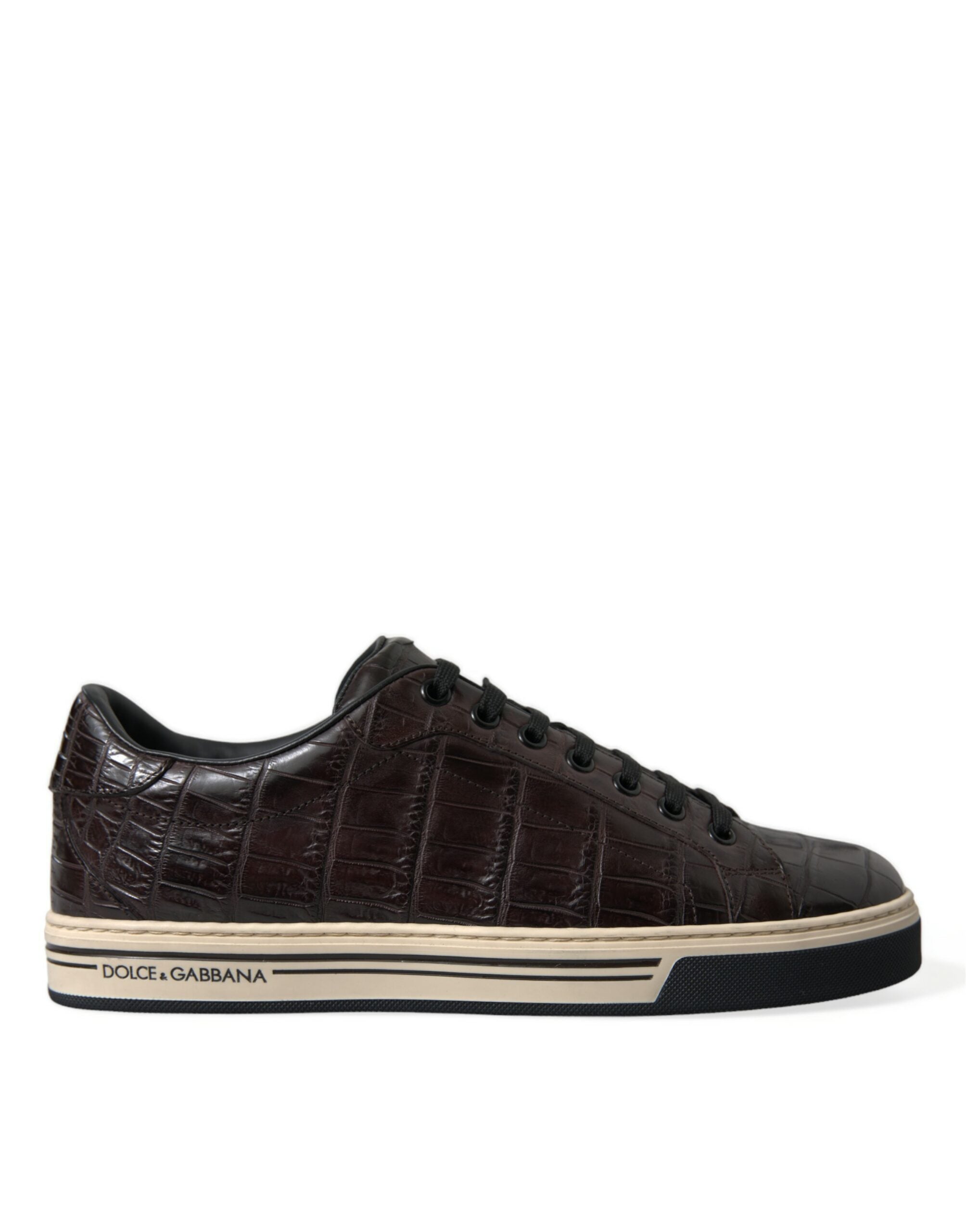 Dolce & Gabbana Brown Croc Exotic Leather Men Casual Sneakers Shoes - DEA STILOSA MILANO