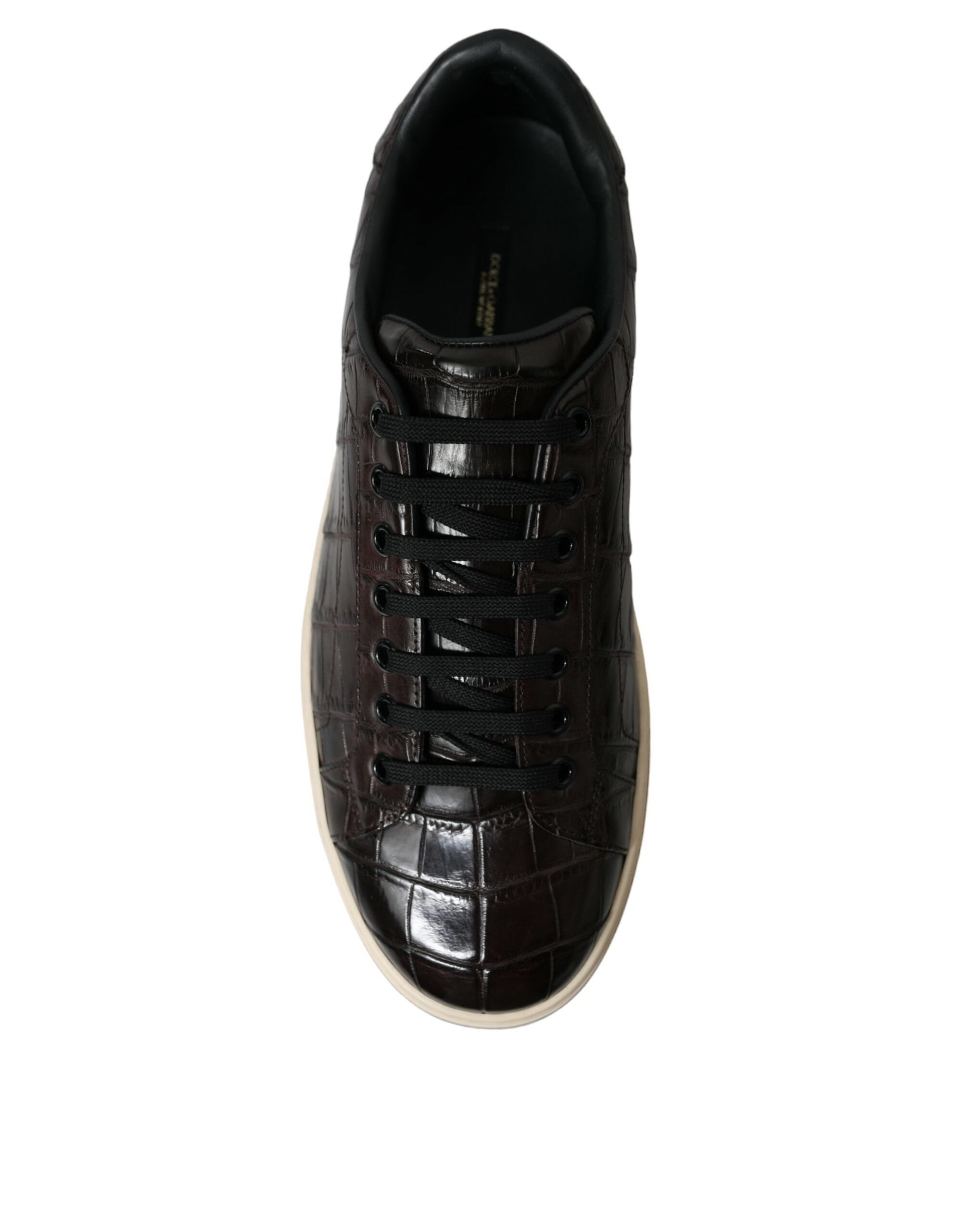 Dolce & Gabbana Brown Croc Exotic Leather Men Casual Sneakers Shoes - DEA STILOSA MILANO