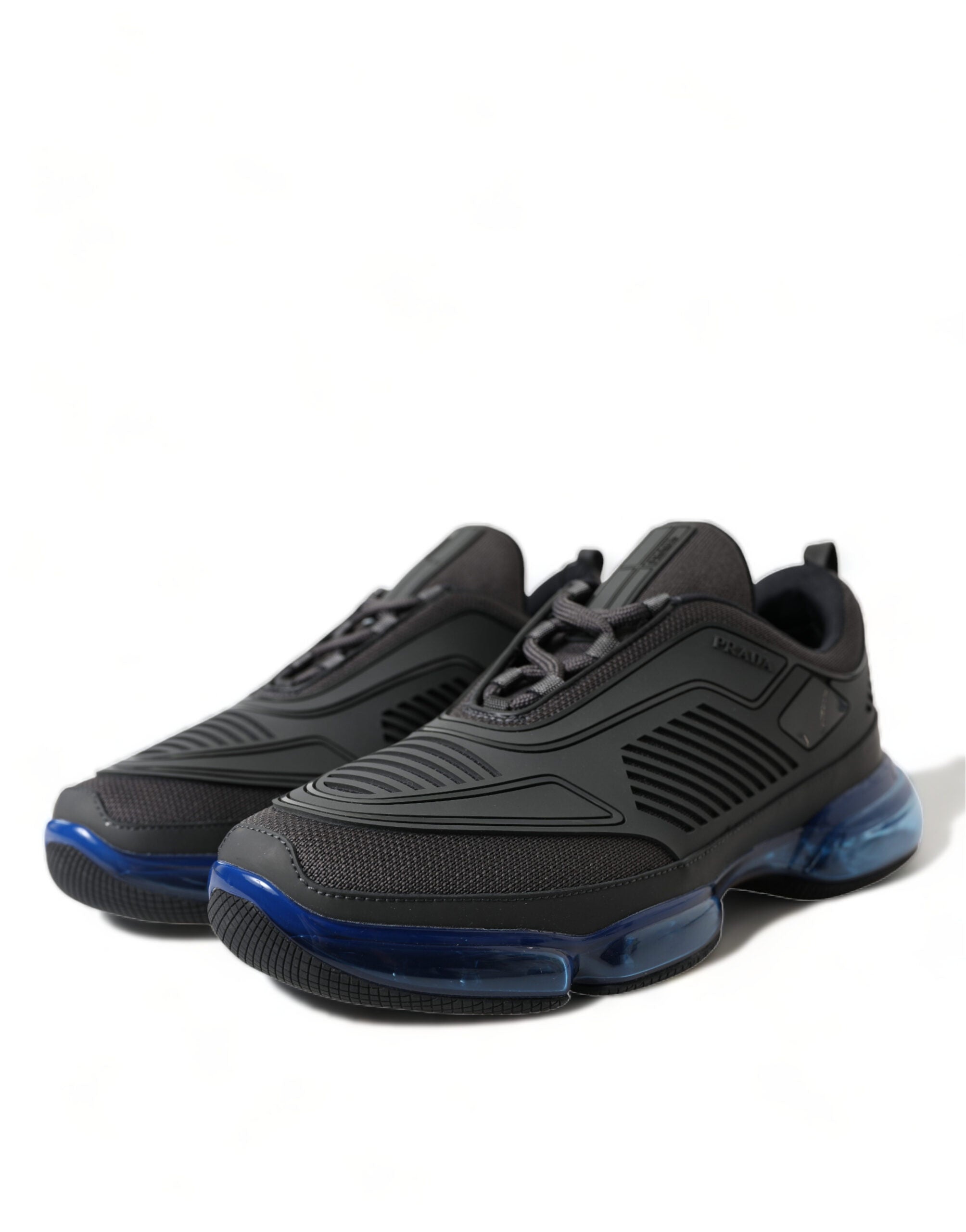 Prada Black Blue Rubber Knit Slip On Low Top Sneakers Shoes - DEA STILOSA MILANO