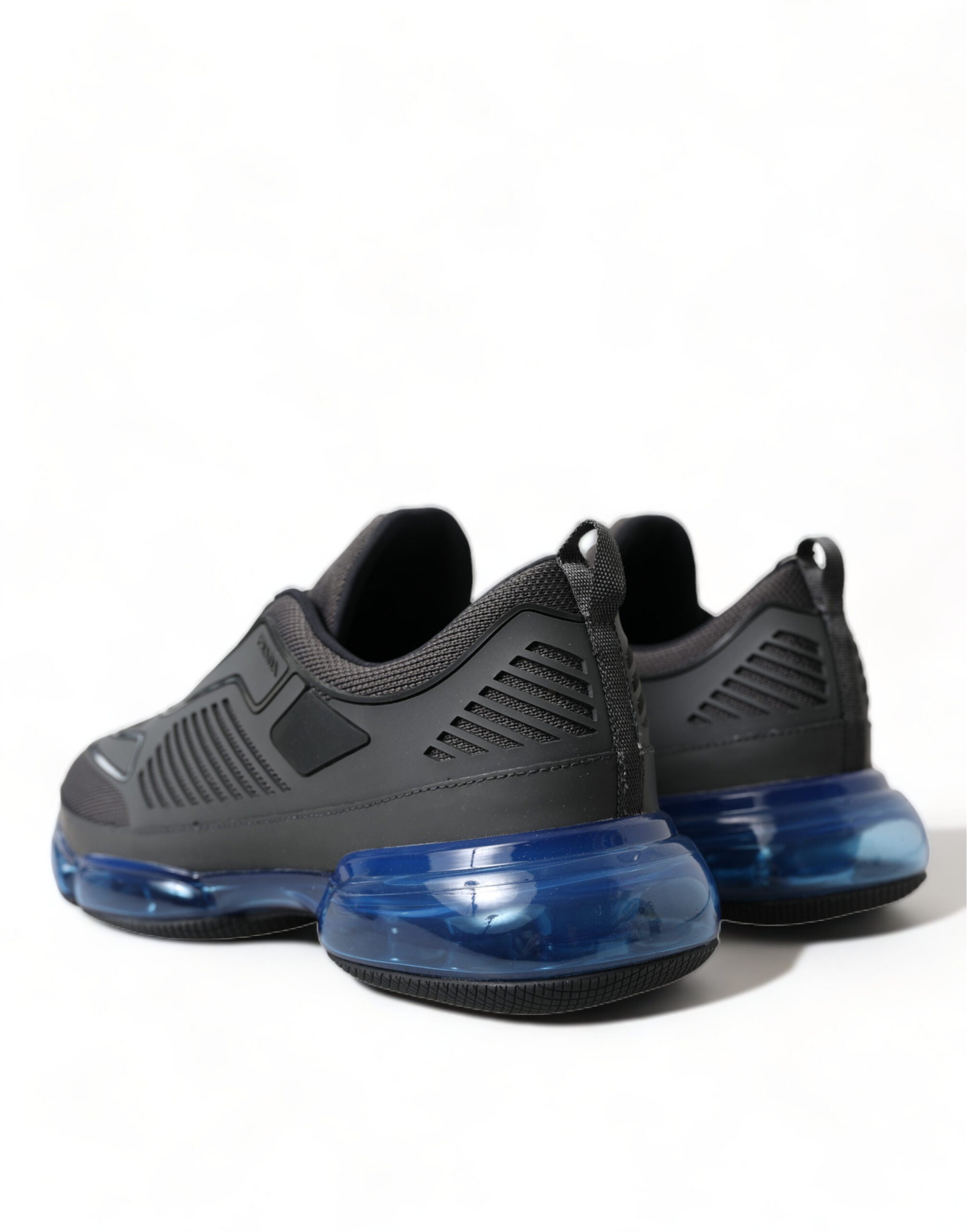 Prada Black Blue Rubber Knit Slip On Low Top Sneakers Shoes - DEA STILOSA MILANO