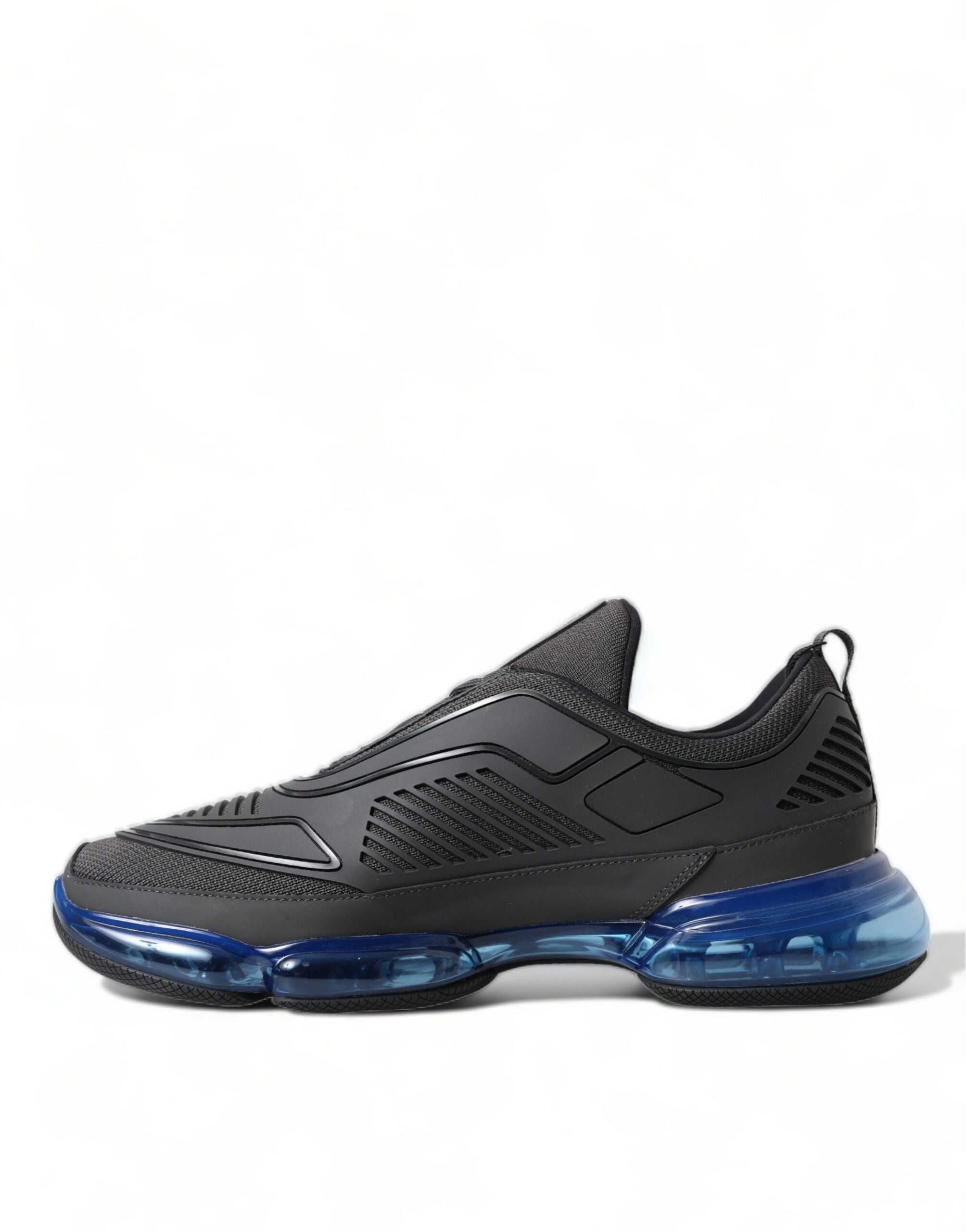 Prada Black Blue Rubber Knit Slip On Low Top Sneakers Shoes - DEA STILOSA MILANO