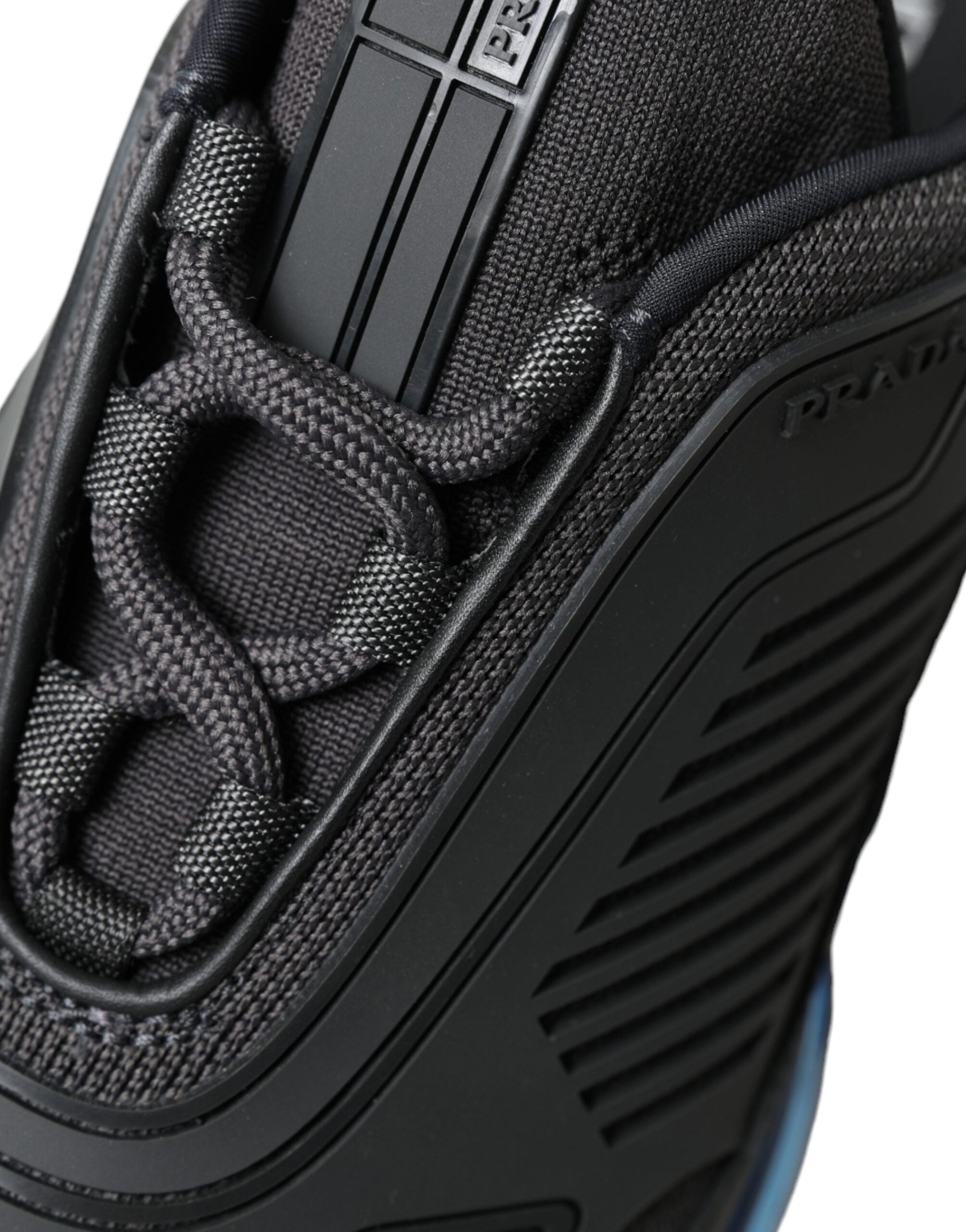 Prada Black Blue Rubber Knit Slip On Low Top Sneakers Shoes - DEA STILOSA MILANO